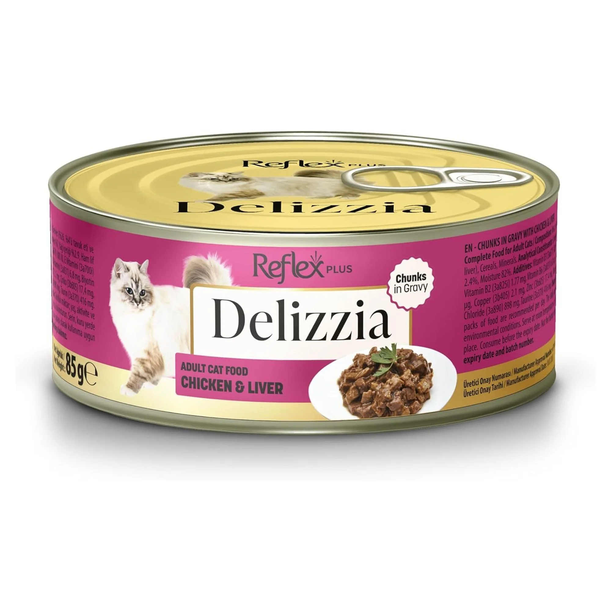 Reflex Plus Delizzia Tavuklu Ciğerli Parça Etli Kedi Konservesi 85 G