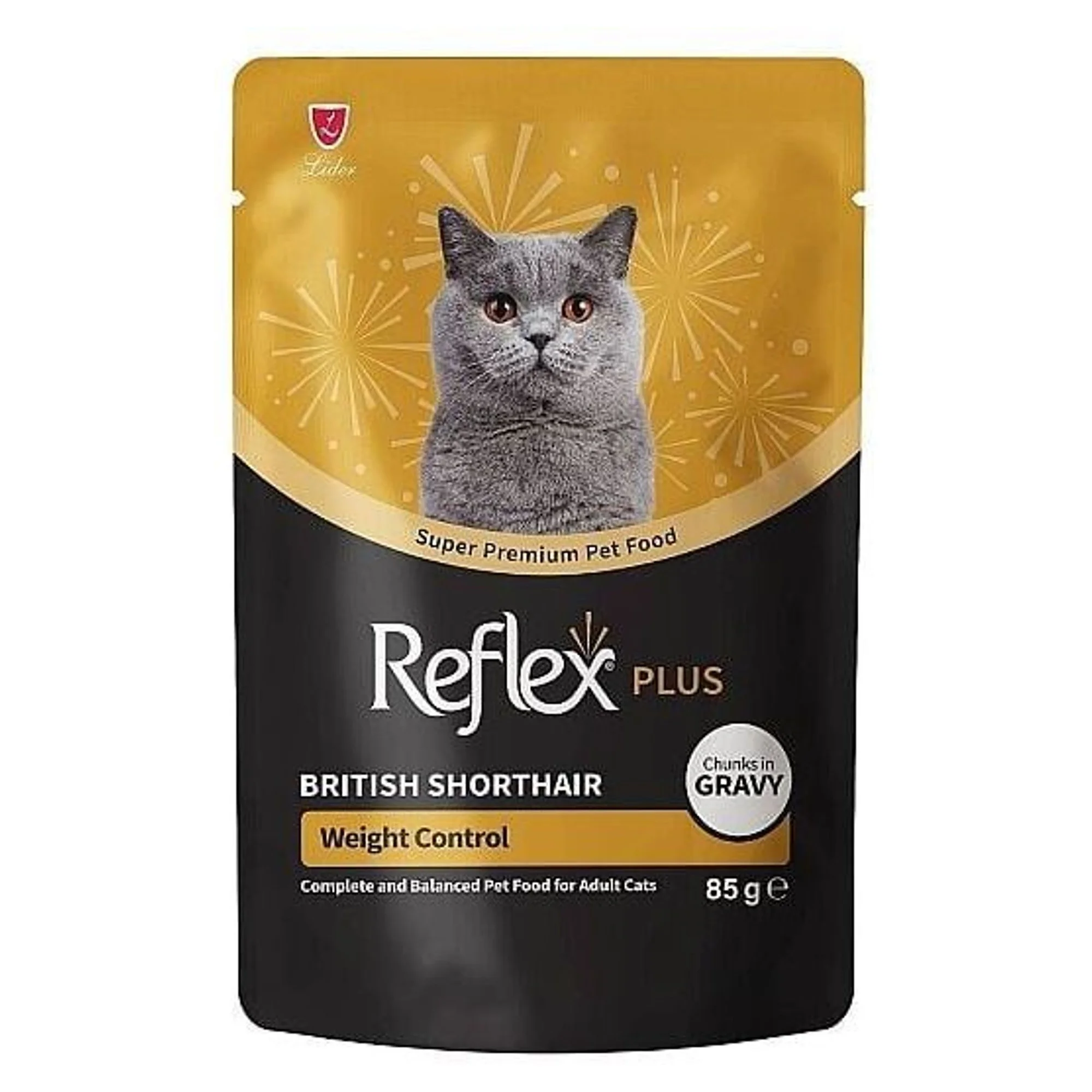 Reflex Plus British Shorthair Et Parçacıklı Kilo Kontrolü Yetişkin Kedi Yaş Mama 85 G
