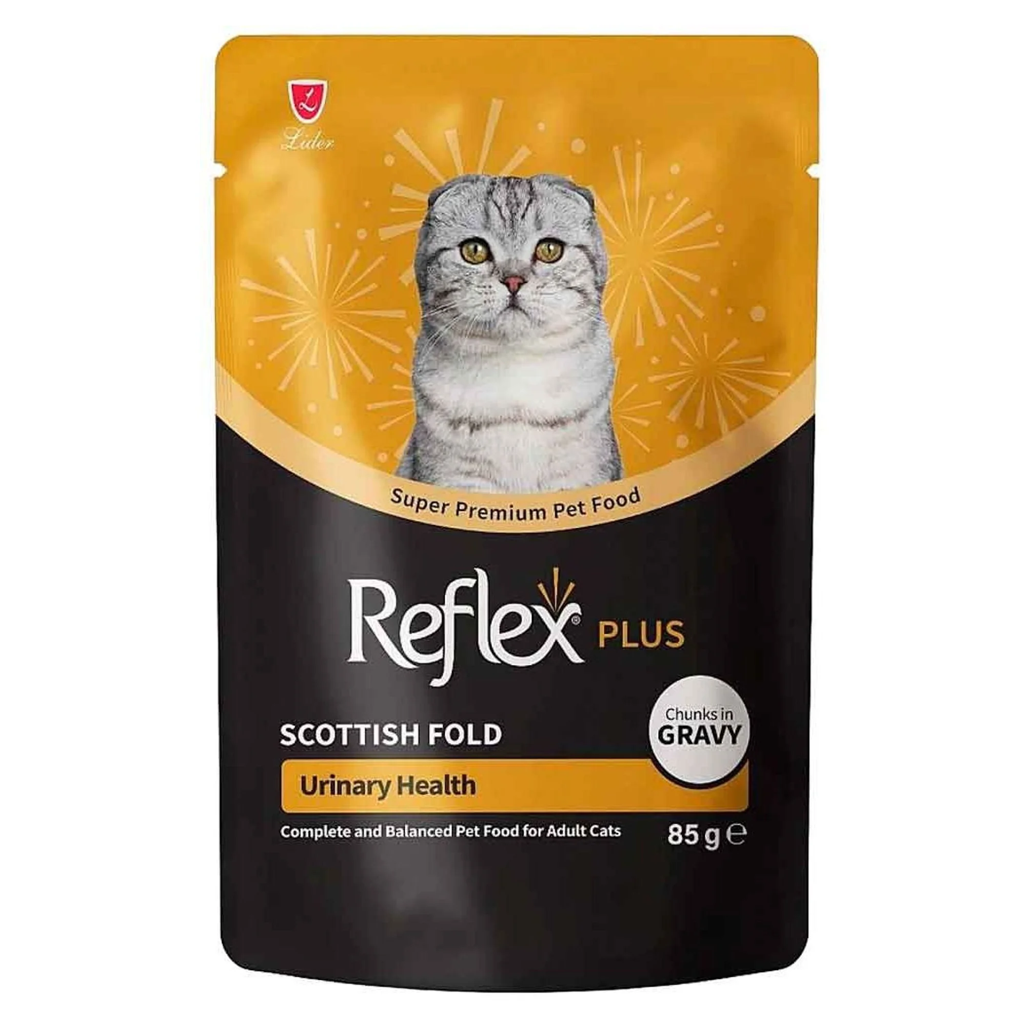 Reflex Plus Scottish Fold Sos İçinde Et Parçacıklı İdrar Yolu Sağlığı Destekleyici  Yetişkin Kedi Yaş Mama 85 G