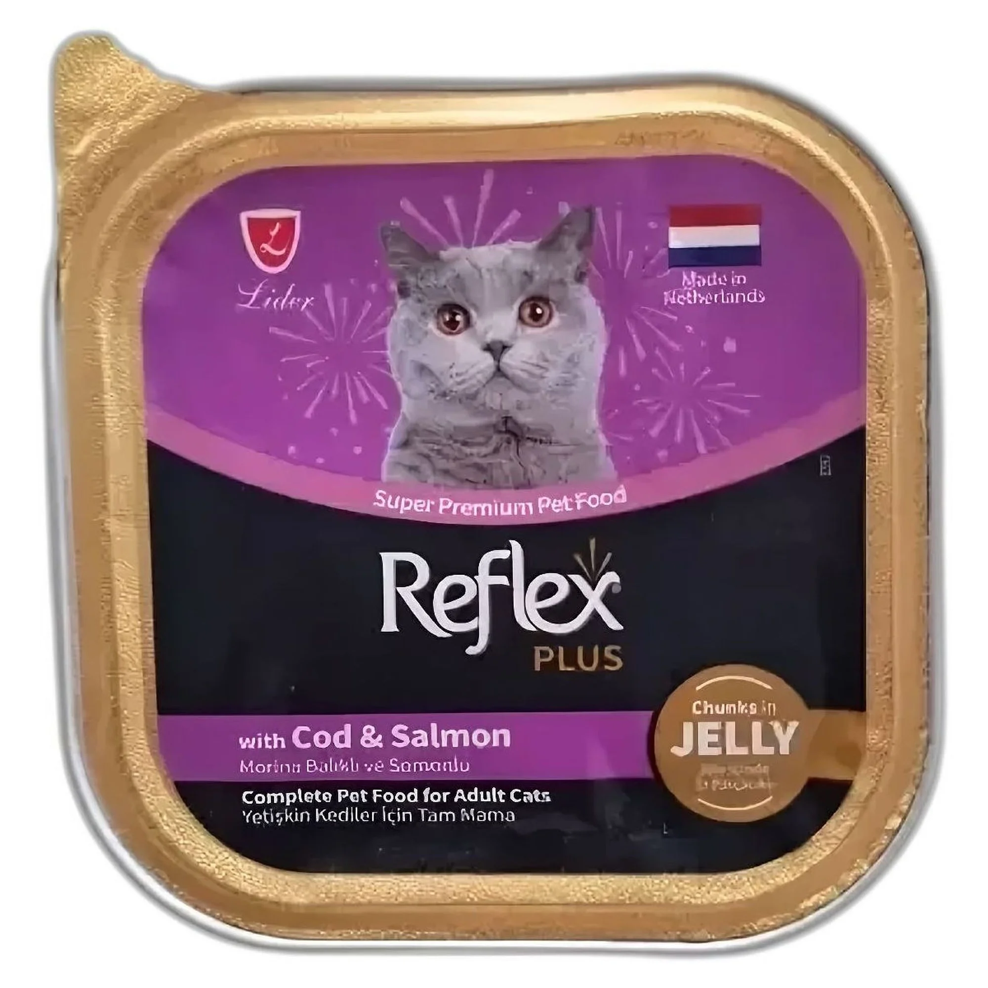 Reflex Plus Morina Baıklı ve Somonlu Jöle İçinde Et Parçacıklı Yetişkin Kedi Yaş Maması 85 G