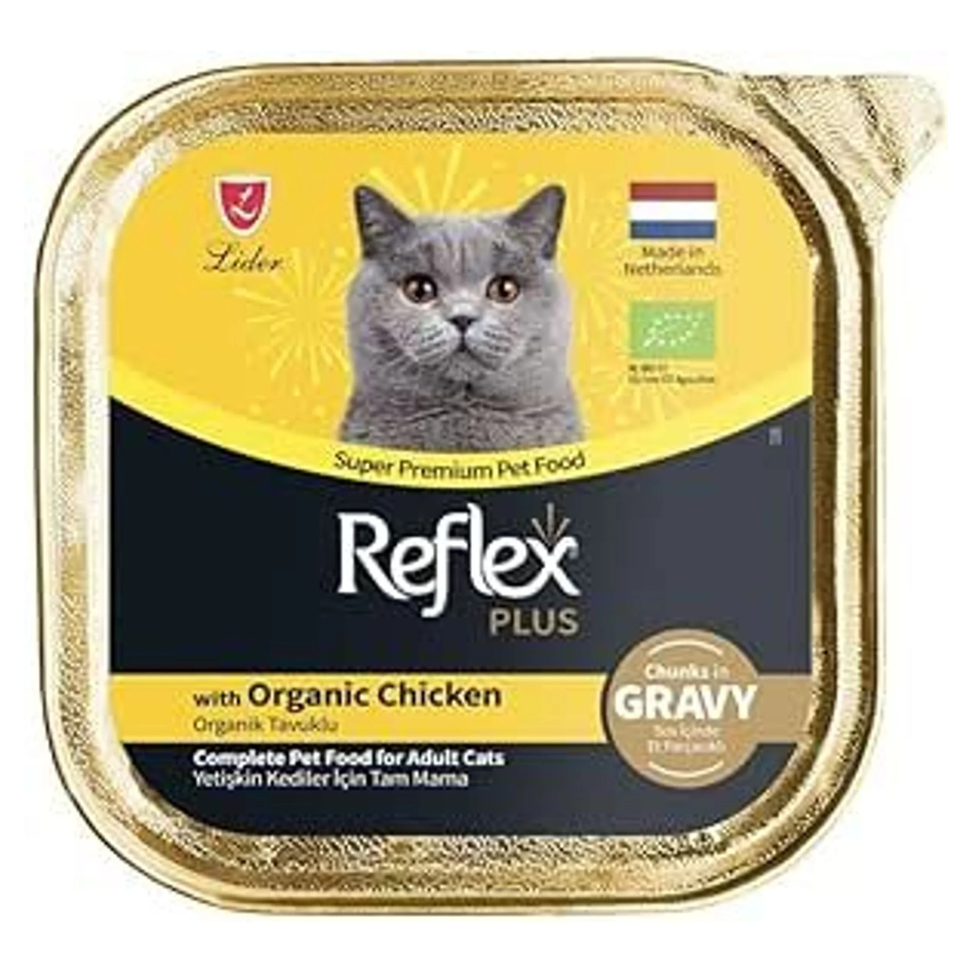 Reflex Plus Sos İçinde Et Parçacıklı Organik Tavuklu Yetişkin Kedi Maması 85 G