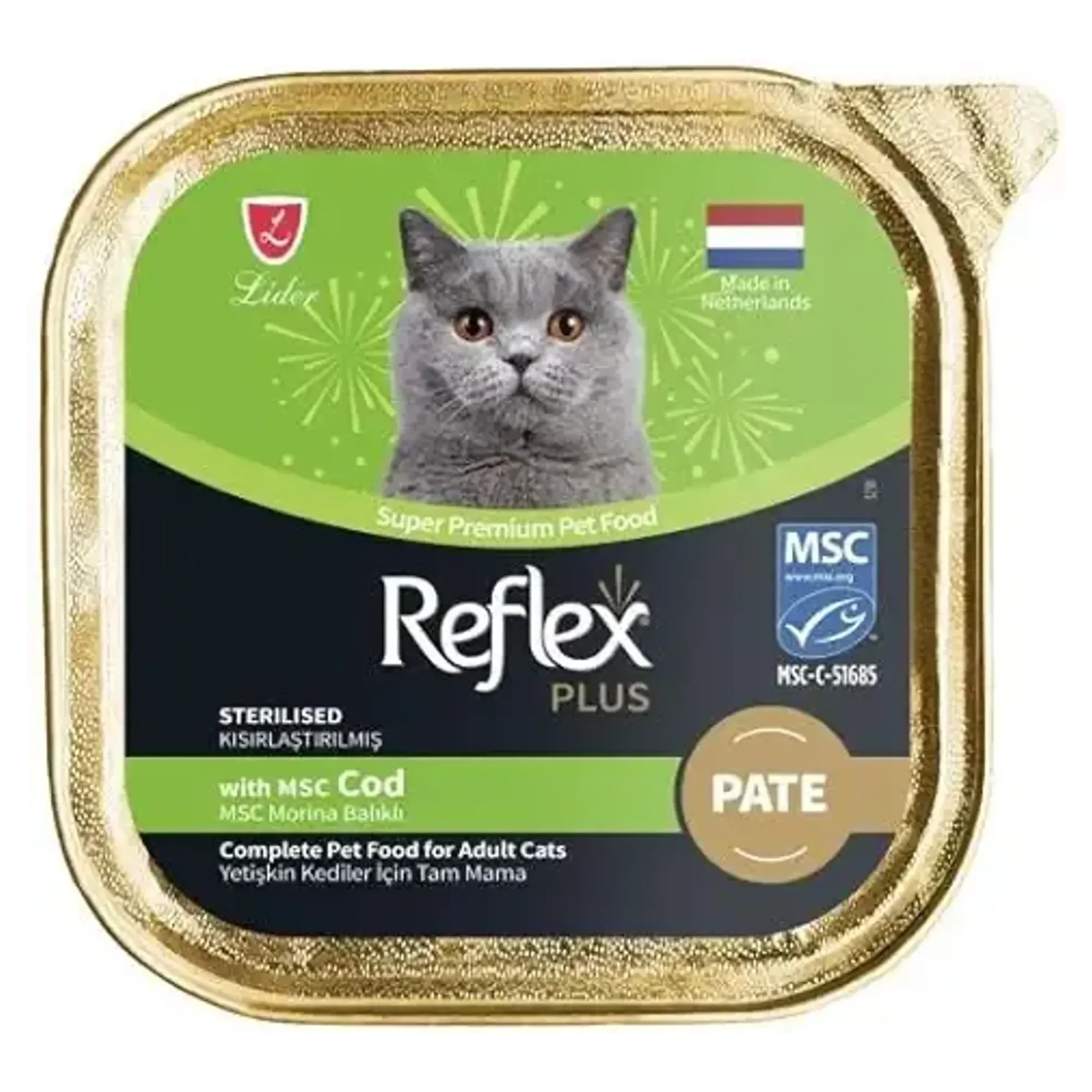 Reflex Plus Pate Morina Balıklı Kısırlaştırılmış Yetişkin Kedi Maması 85 G