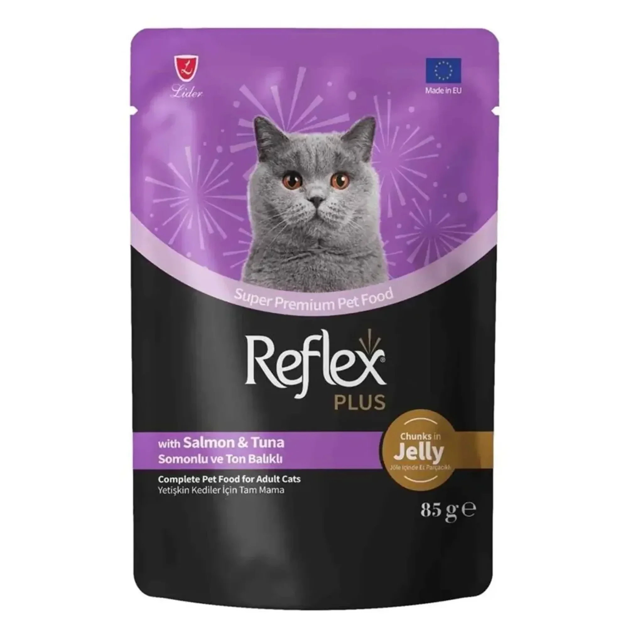 Reflex Plus Jöle İçinde Somonlu ve Ton Balıklı Yetişkin Kedi Konservesi 85 G