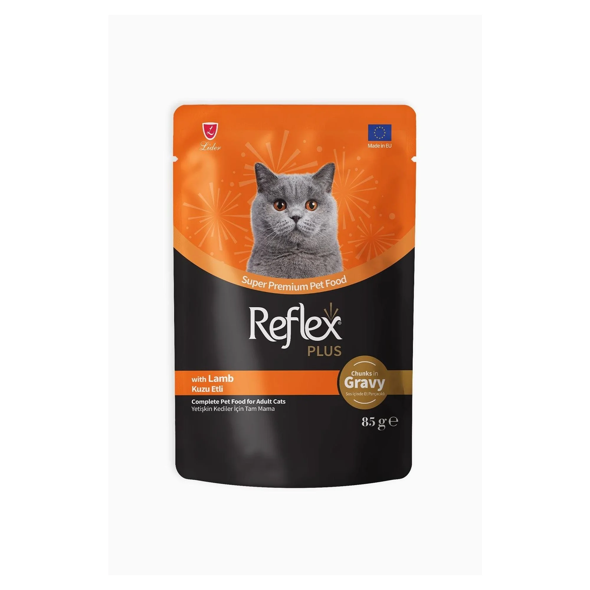 Reflex Plus Sos İçinde Et Parçacıklı Kuzu Etli Yetişkin Kedi Maması 85 G