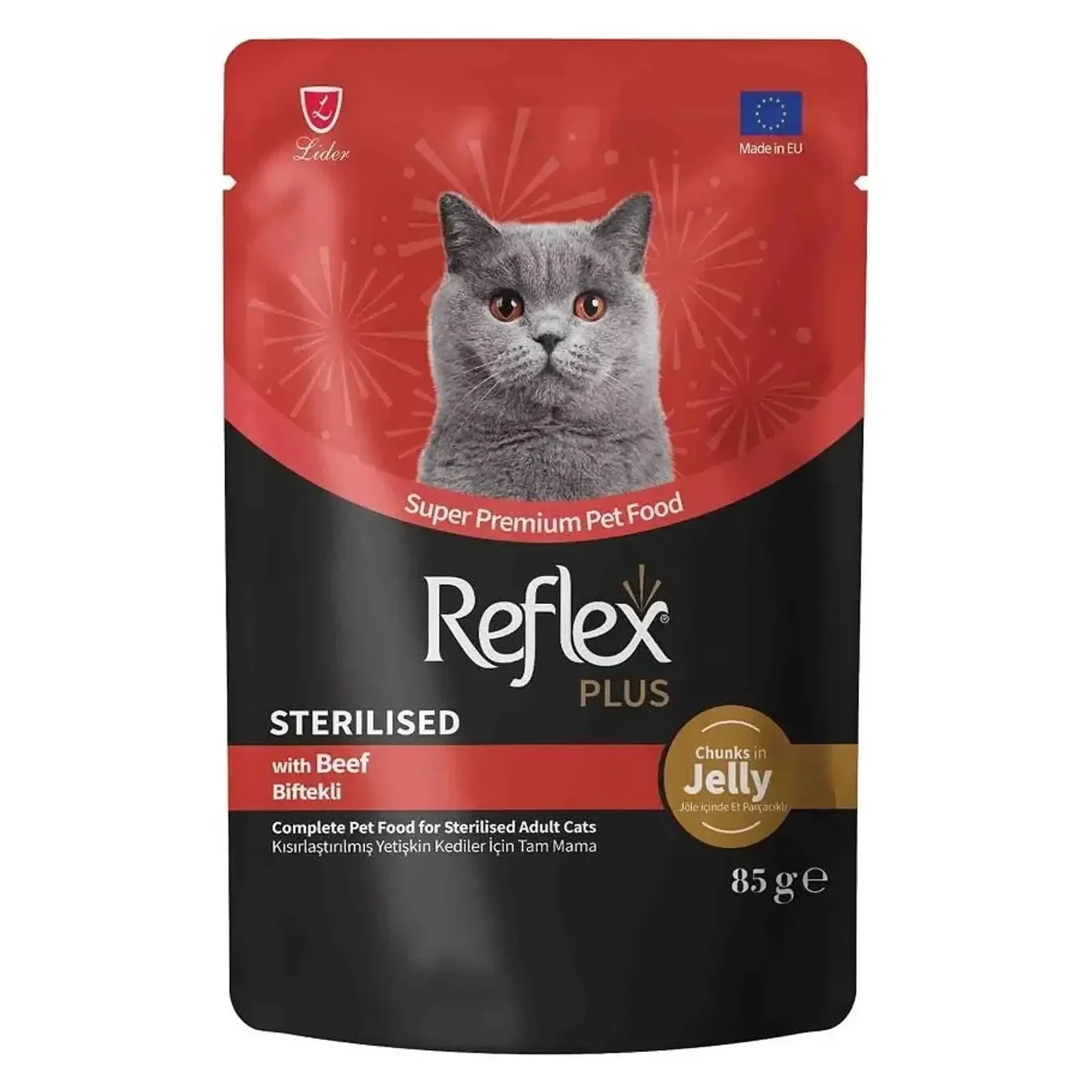 Reflex Plus Soslu Biftekli Kısırlaştırılmış Kedi Konservesi 85 G