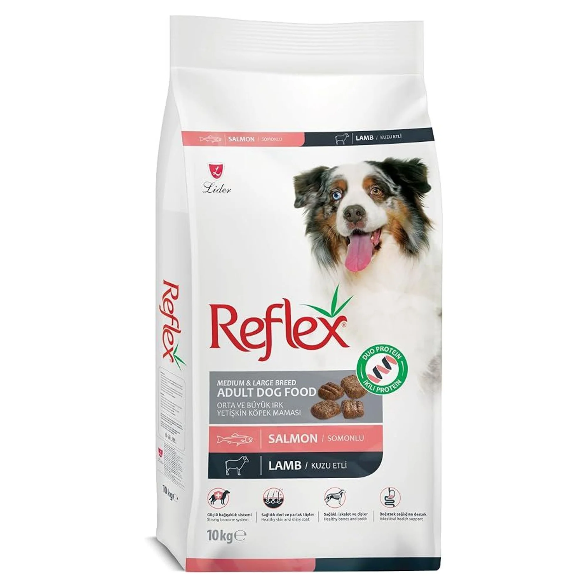 Reflex Duo Protein Somonlu ve Kuzu Etli Orta ve Büyük Irk Yetişkin Köpek Maması 10 KG