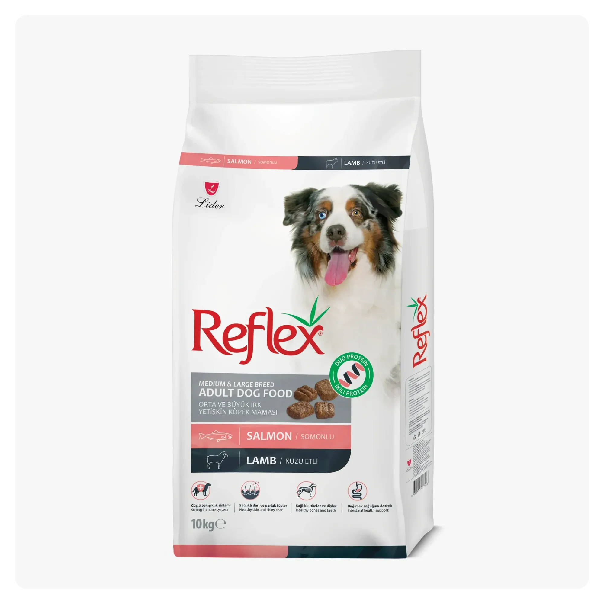 Reflex Reflex Duo Protein Somonlu ve Kuzu Etli Orta ve Büyük Irk Yetişkin Köpek Maması 10 KG