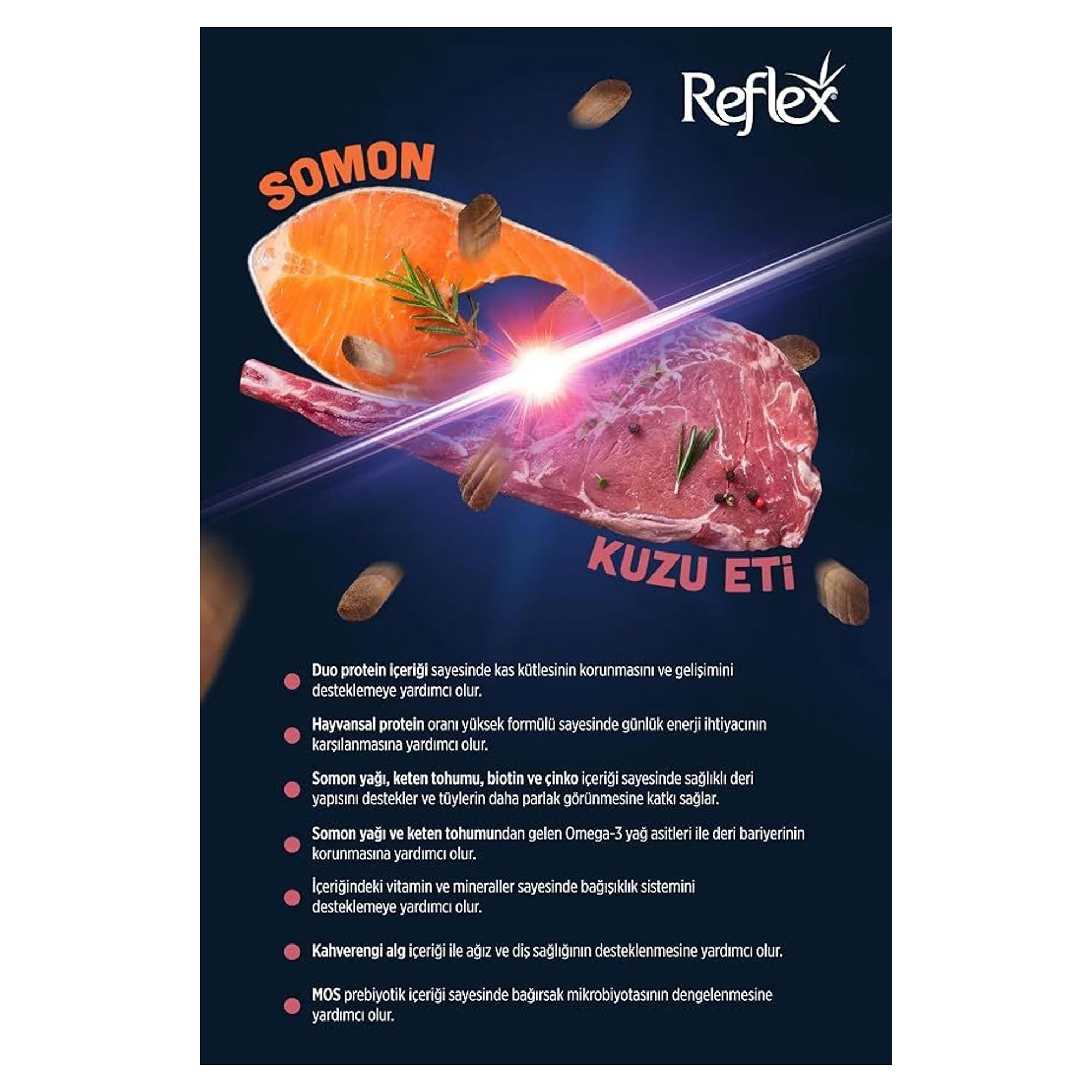 Reflex Duo Protein Somonlu ve Kuzu Etli Orta ve Büyük Irk Yetişkin Köpek Maması 10 KG — Normal, 10.1 kg — Görsel 3