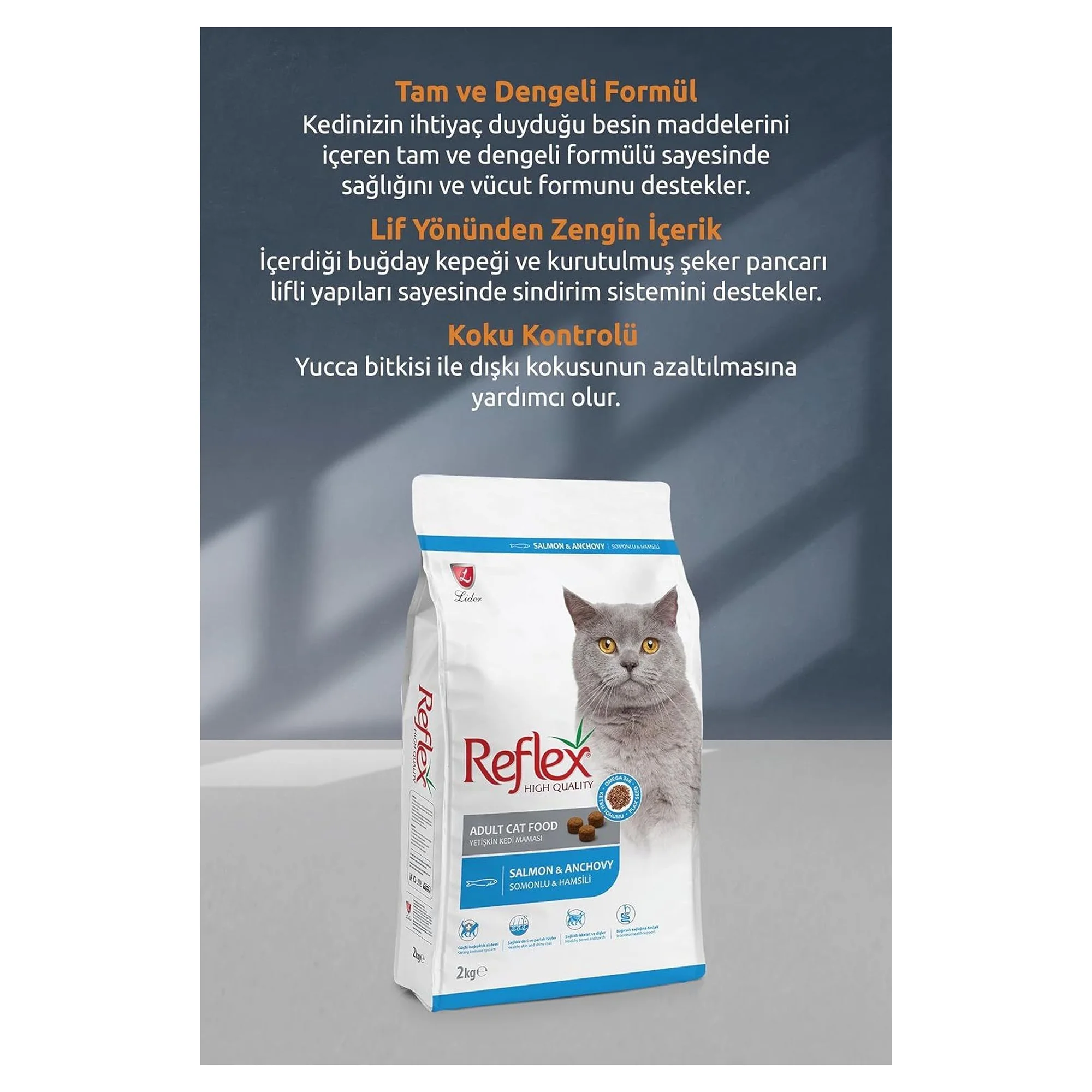 Reflex Somonlu & Hamsili Yetişkin Kedi Maması 2KG — Normal — Görsel 3