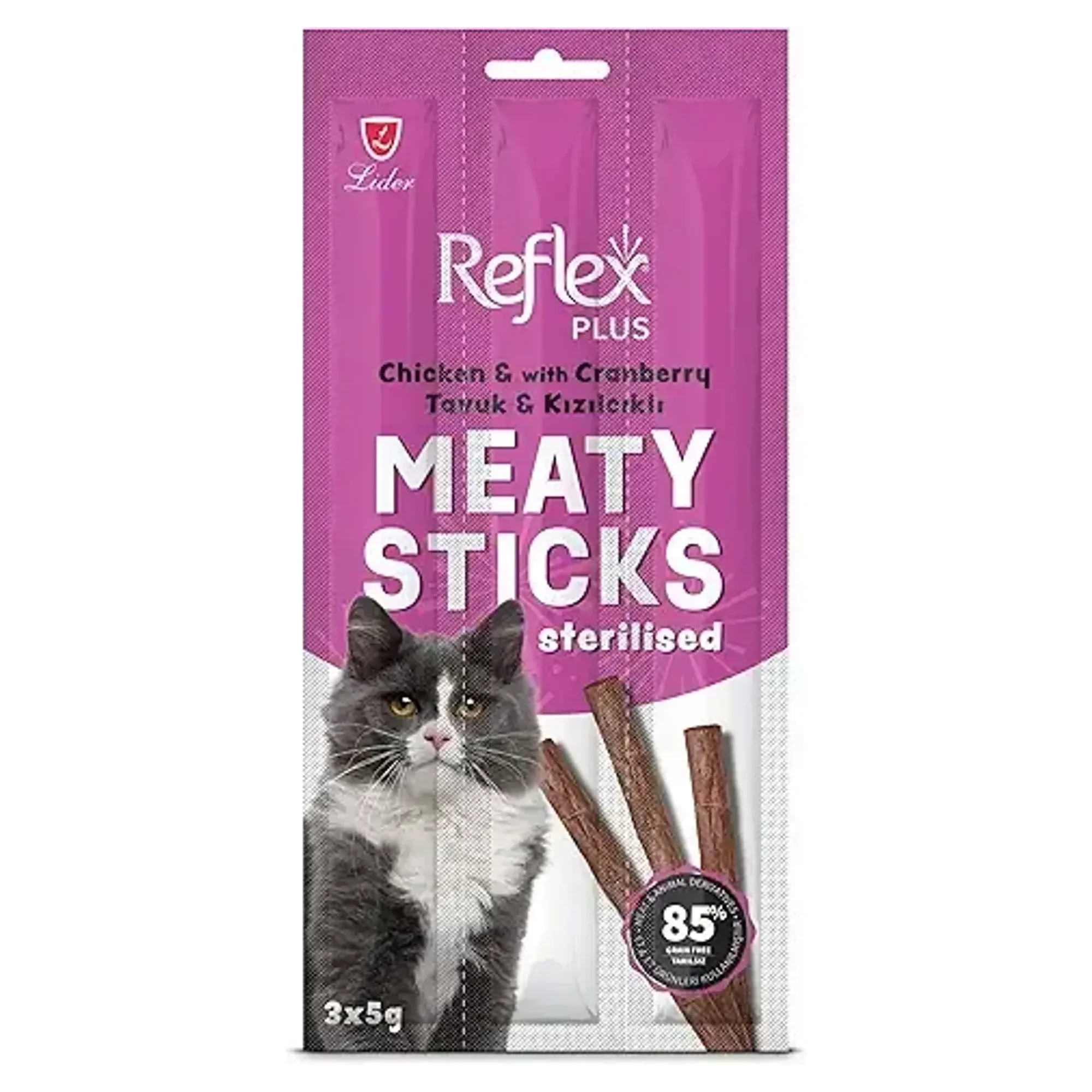 Reflex Plus Tavuklu Ve Kızılcıklı Çubuk Kısırlaştırılmış Yetişkin Kedi Çubuk Ödül Maması 3x5G