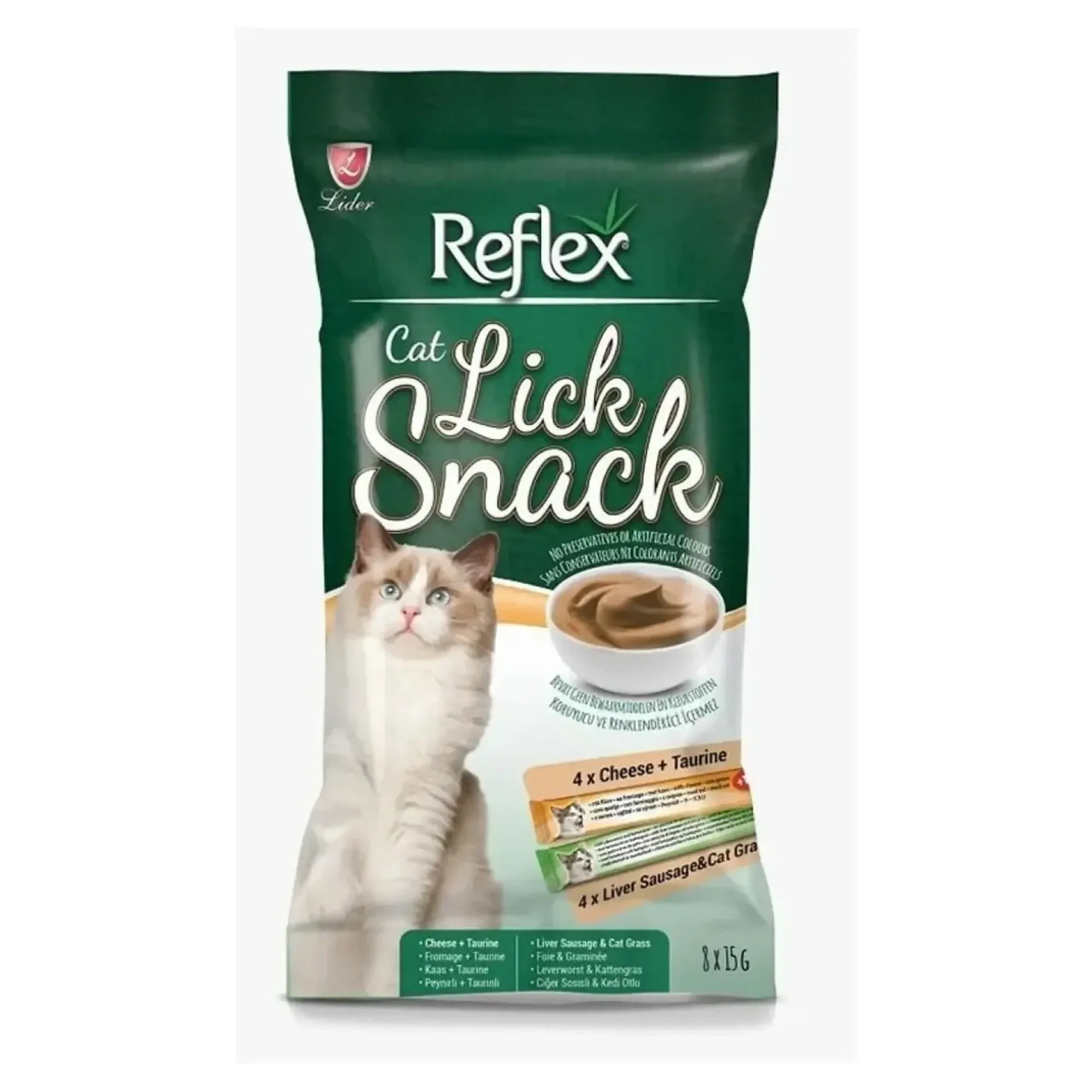 Reflex Reflex Kedi Sıvı Ödül Likit Snack Cheese & Liver Sausage (8*15G)