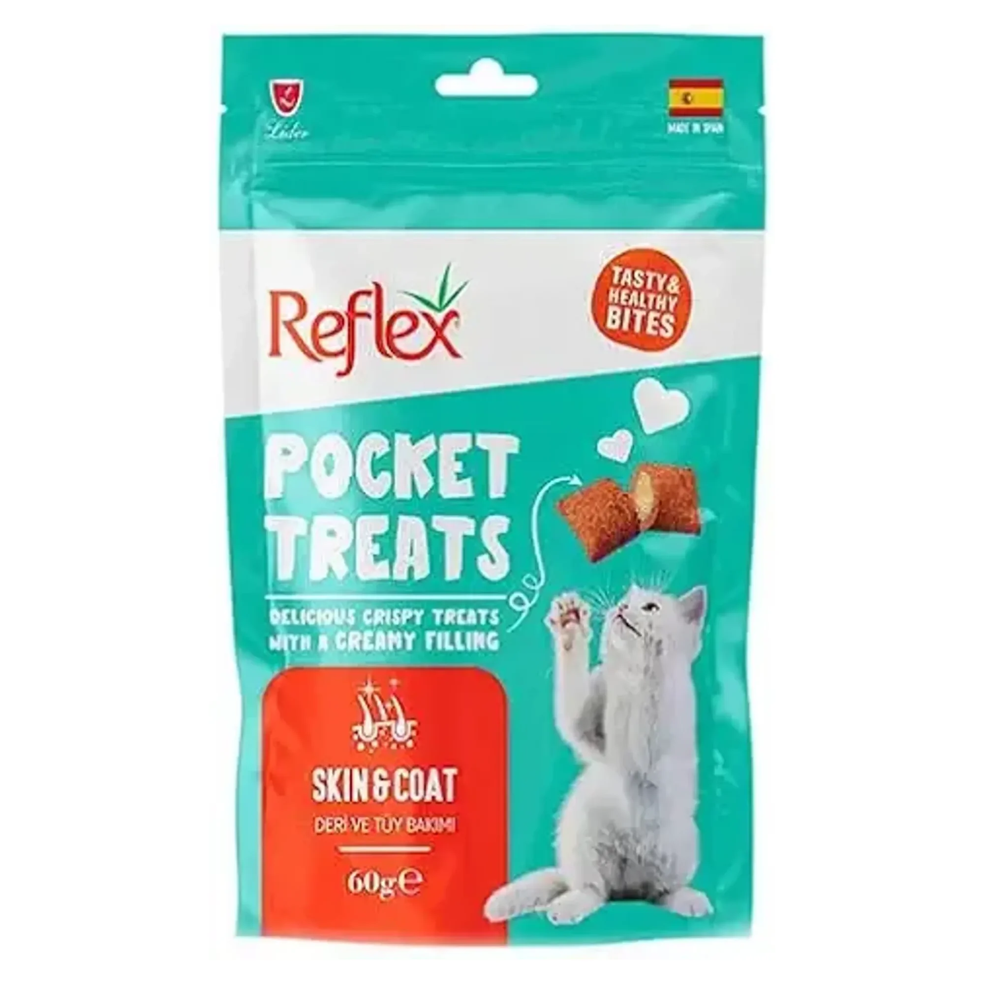 Reflex Reflex Pocket Treats Deri ve Tüy Bakımı Destekleyici Kedi Ödül Maması 60 G