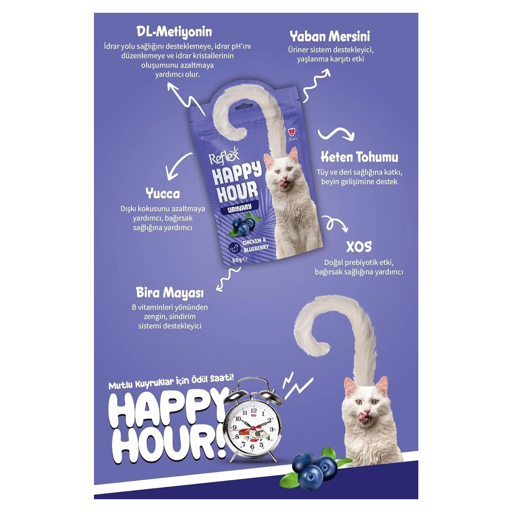 Reflex Happy Hour Uriner Sistem Sistem Destekleyici Kedi Ödül Maması 60 G — Yarı Yumuşak, 65 g — Görsel 2