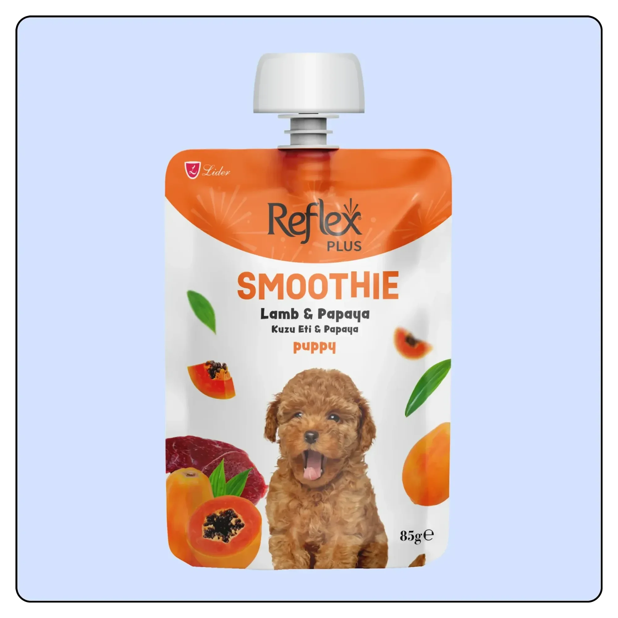 Reflex Plus Smoothie Kuzu Etli ve Papayalı Yavru Köpek Ödül Maması 85 G