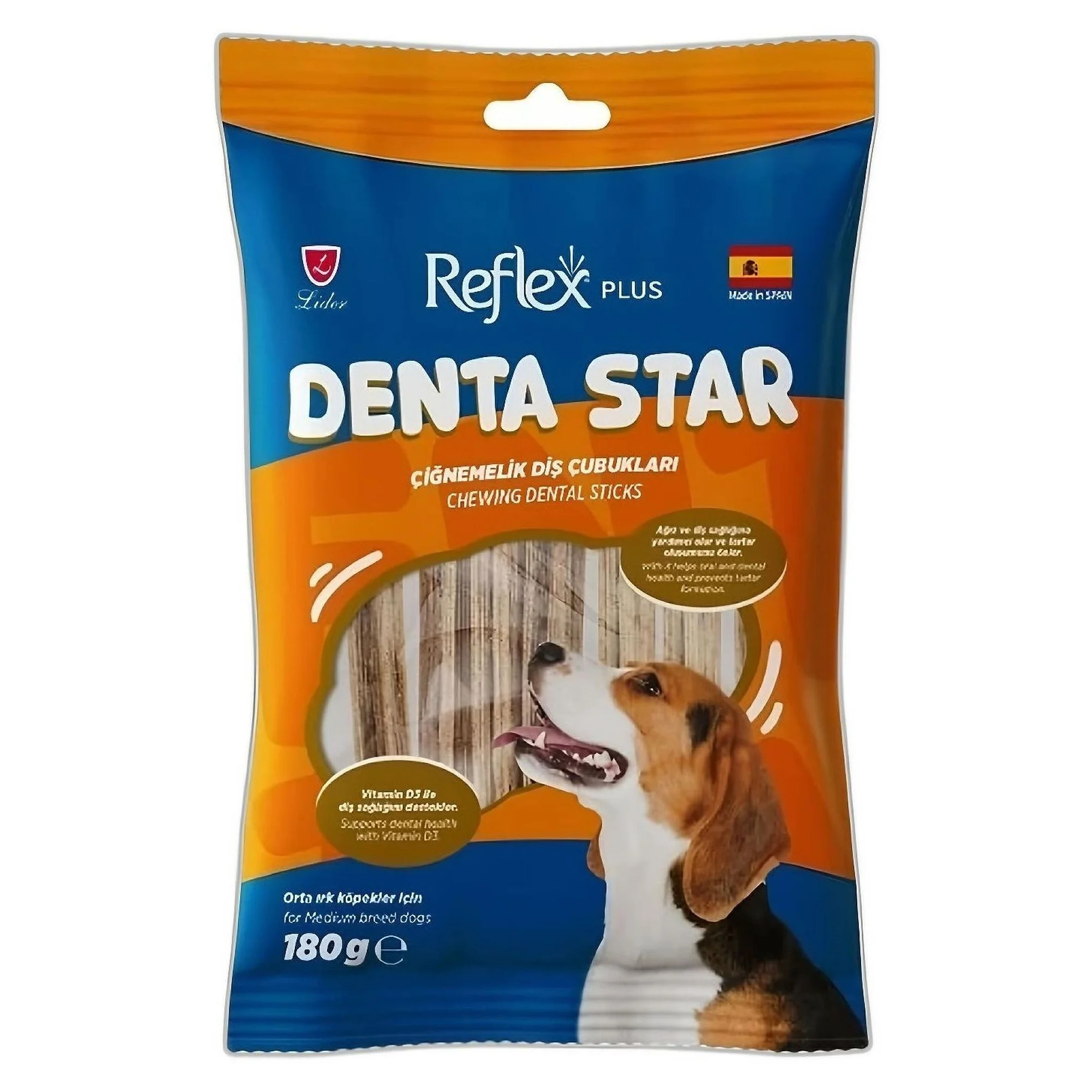 Reflex Plus Dentastar Chewing Dental Sticks Orta Irk Yetişkin Köpek Çiğnemelik Diş Çubukları 180 G