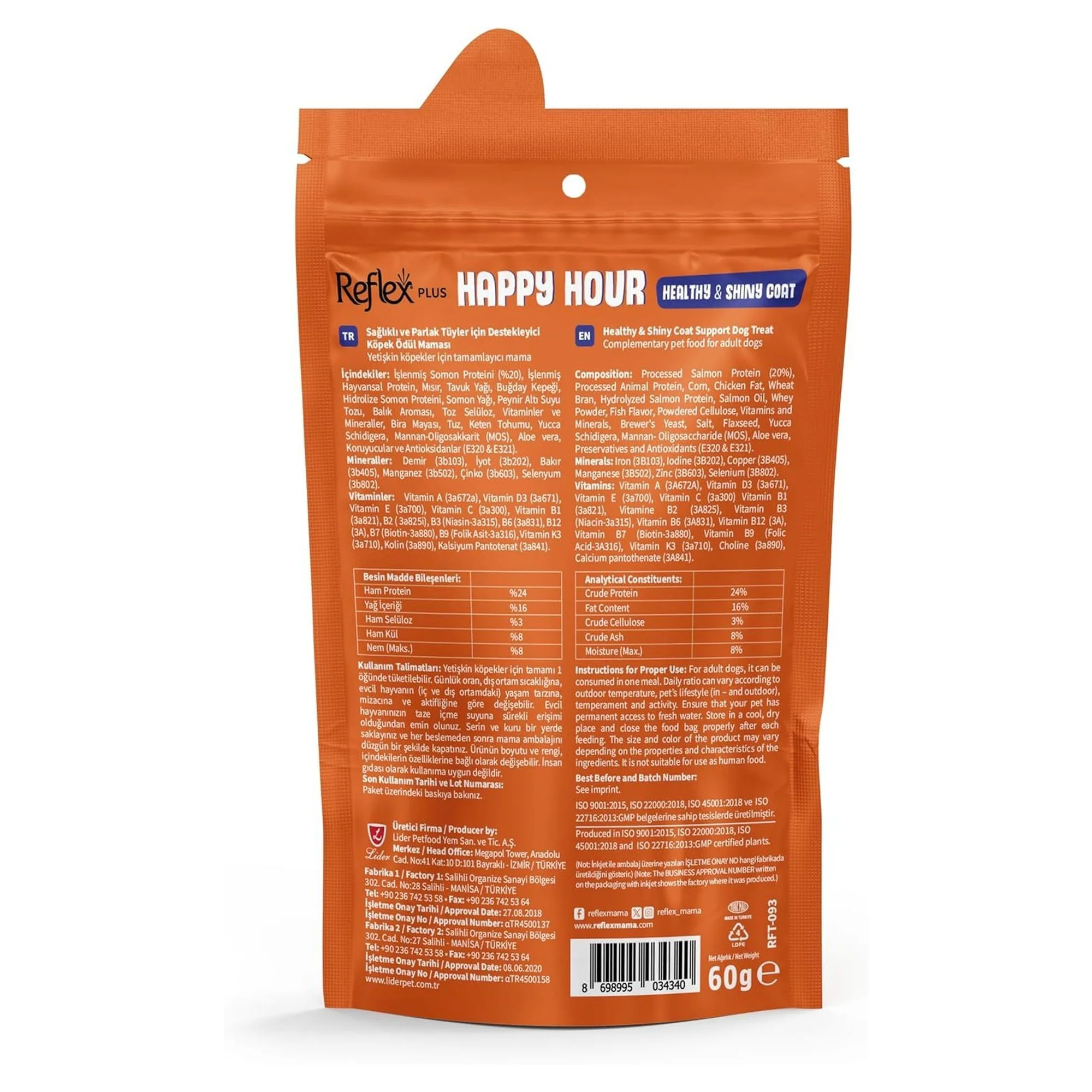 Reflex Happy Hour Sağlıklı ve Parlak Tüyler İçin Destekleyici Köpek Ödül Maması 60G — Yarı Yumuşak — Görsel 2