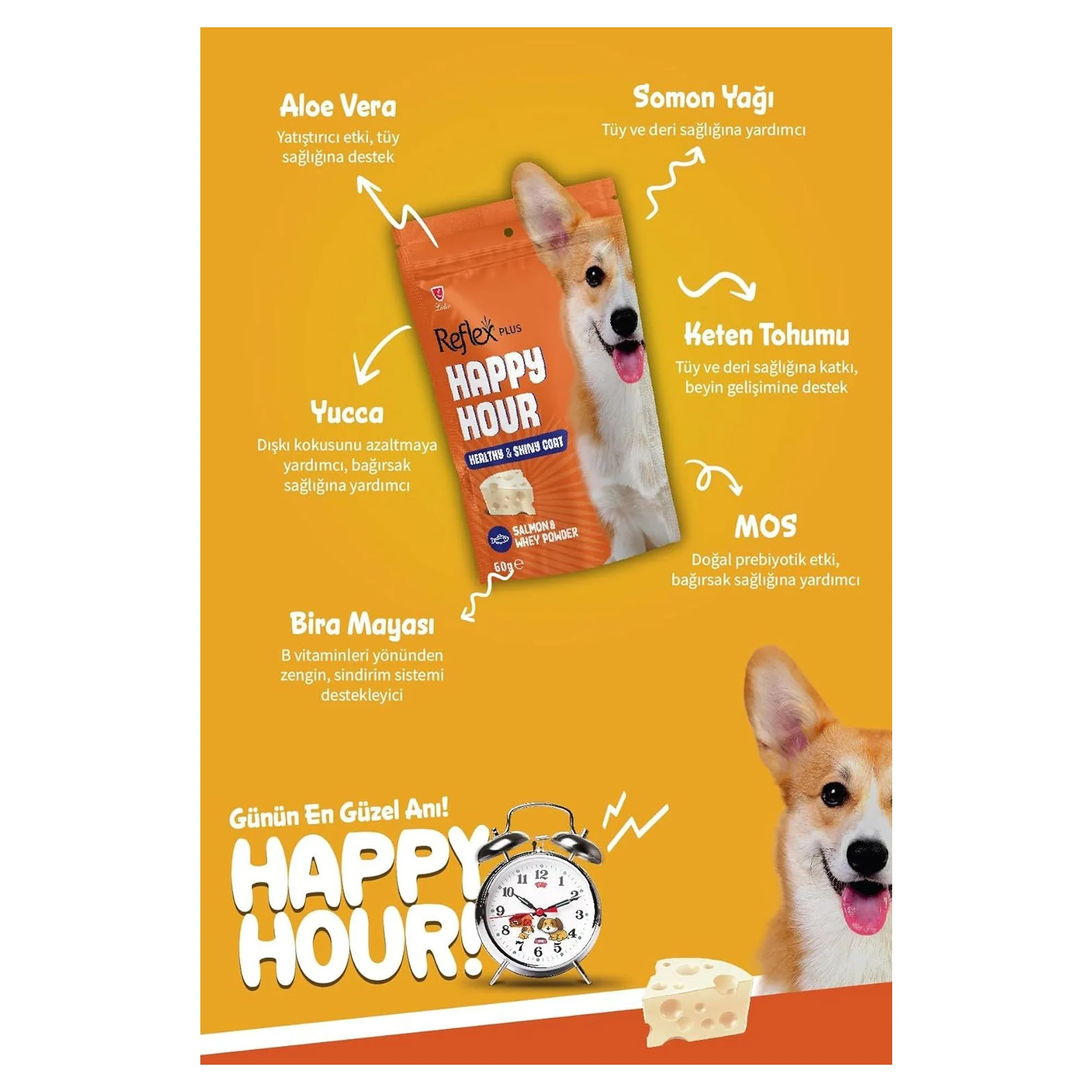 Reflex Happy Hour Sağlıklı ve Parlak Tüyler İçin Destekleyici Köpek Ödül Maması 60G — Yarı Yumuşak — Görsel 3