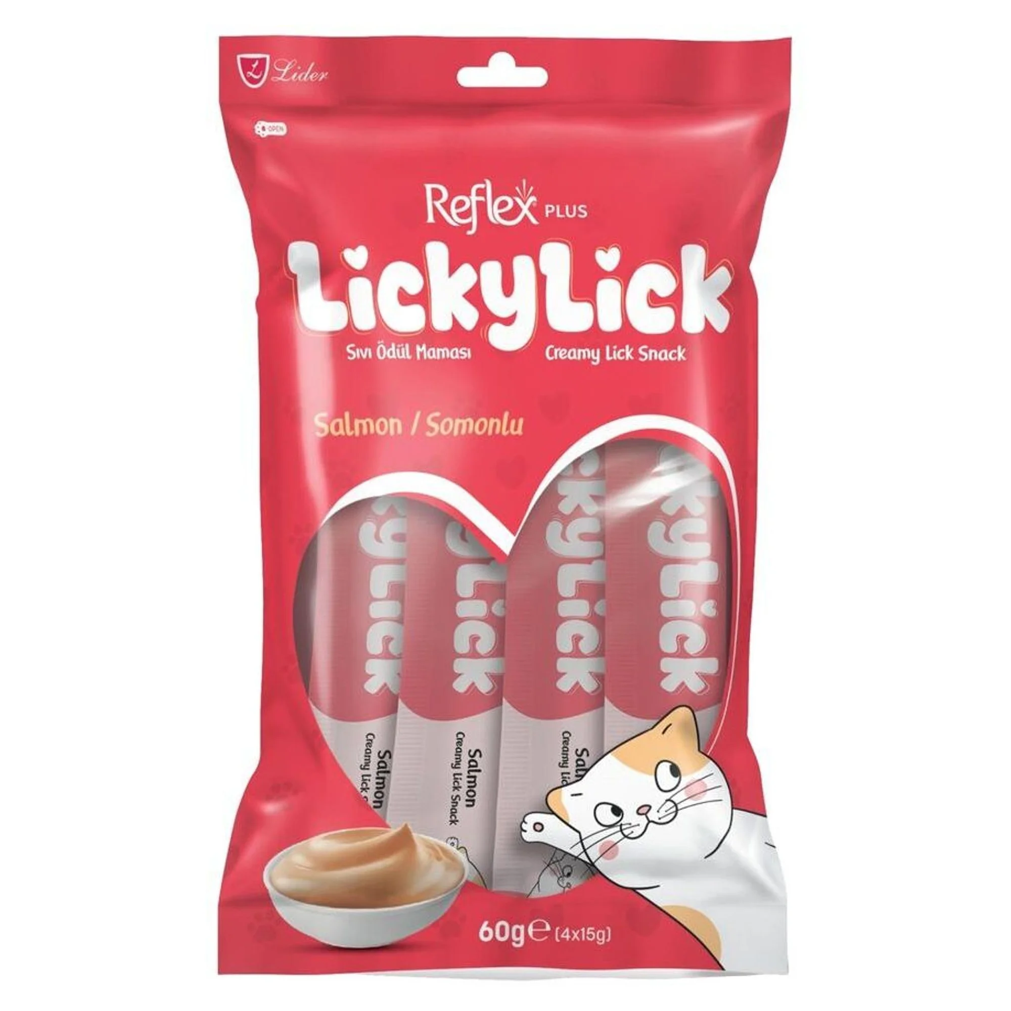 Reflex Plus LickyLick Somonlu Kedi Sıvı Ödül Maması 4'lü