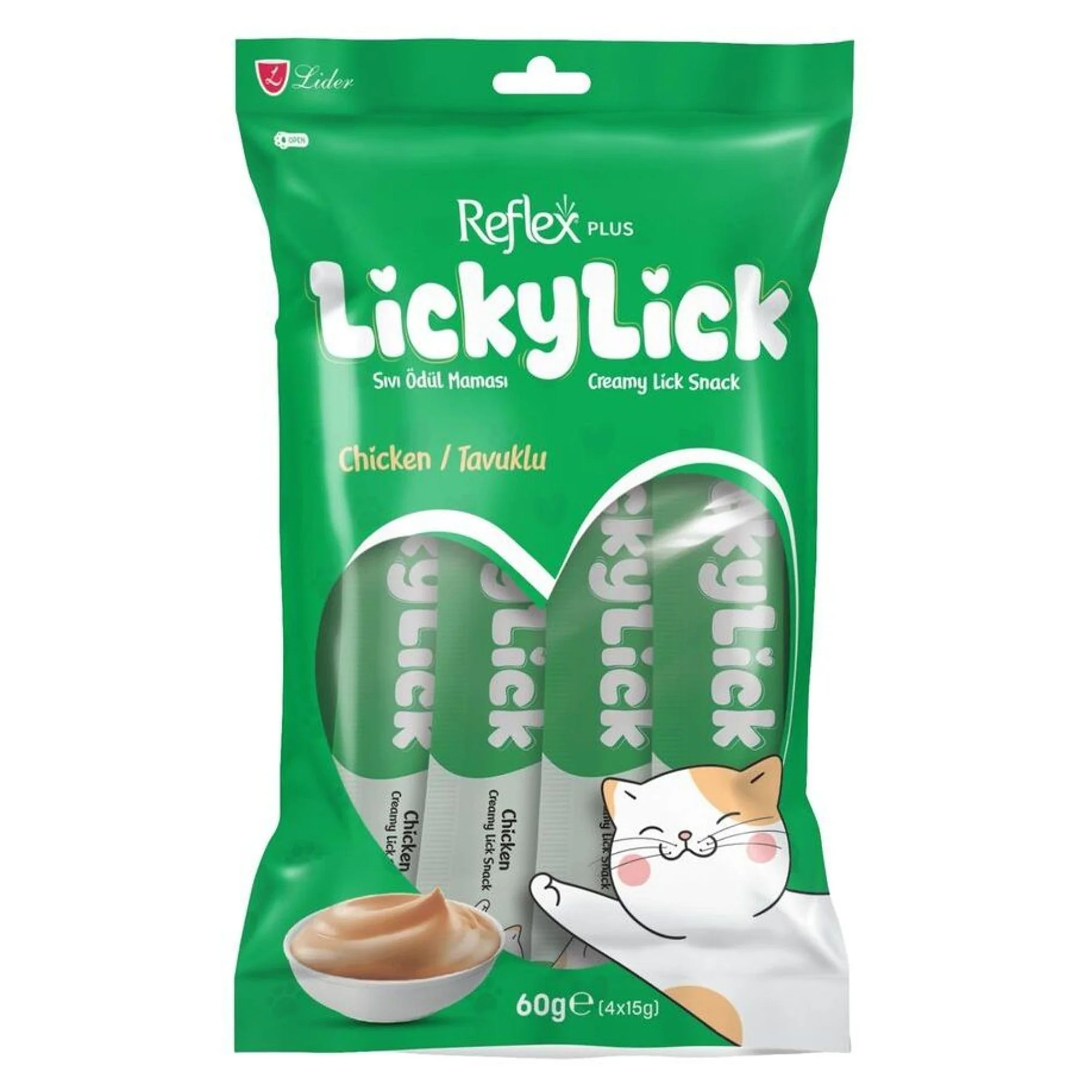 Reflex Plus LickyLick Tavuklu Sıvı Kedi Ödül Maması 4'lü