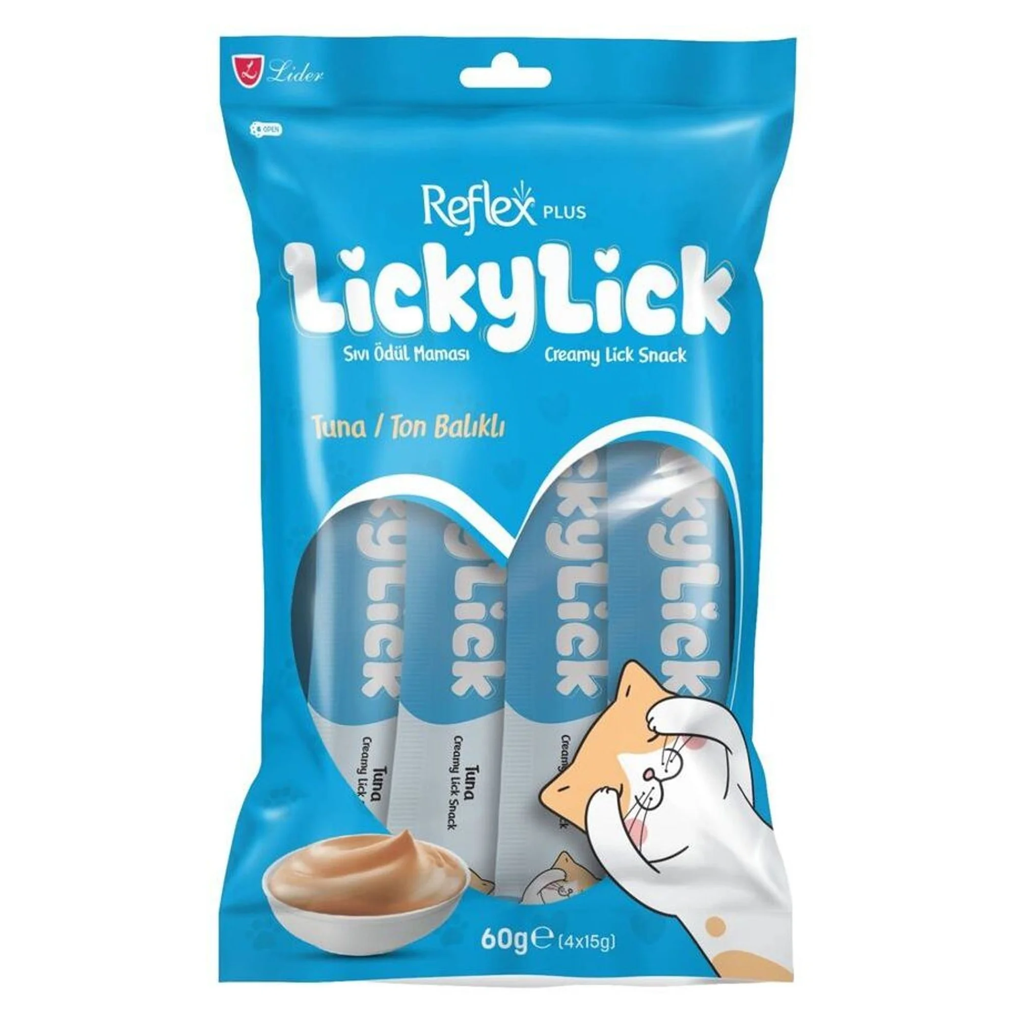 Reflex Plus LickyLick Ton Balıklı Sıvı Kedi Ödül Maması 4'lü