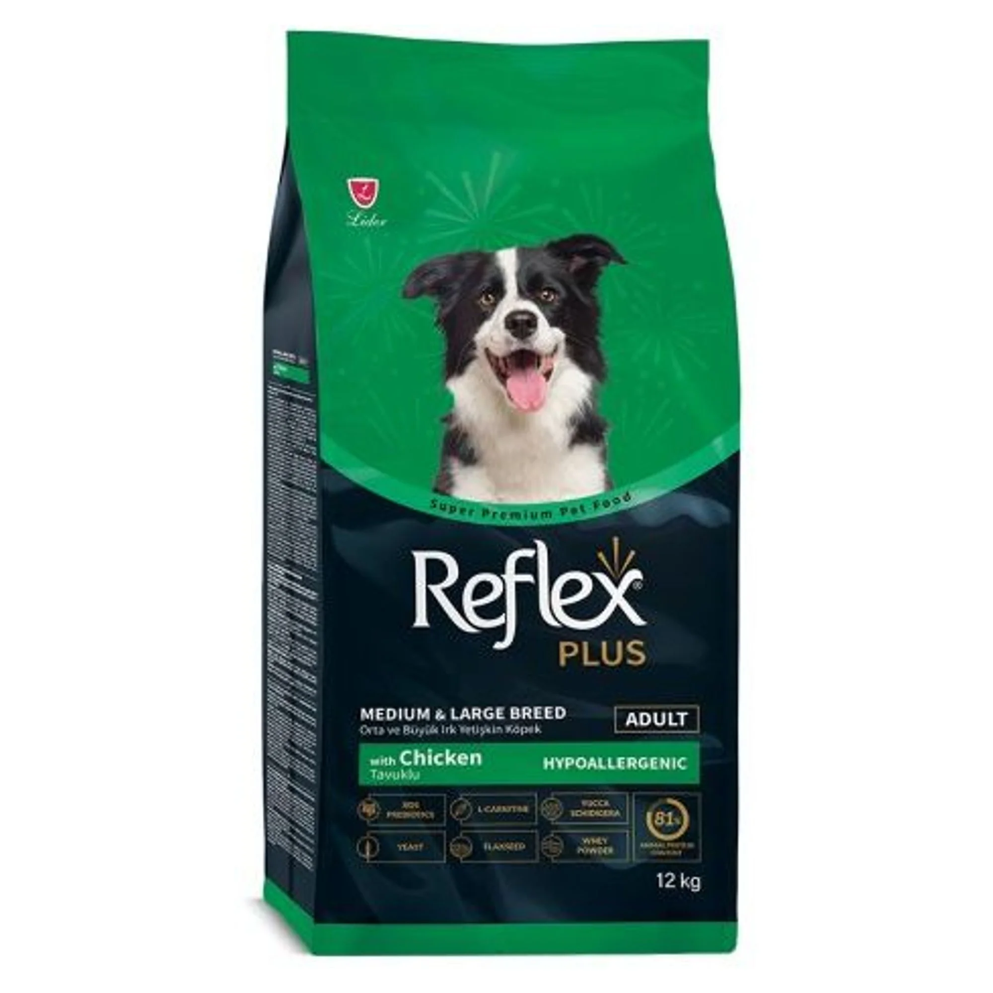 Reflex Plus Tavuklu Orta ve Büyük Irk Yetişkin Köpek Maması 12 KG