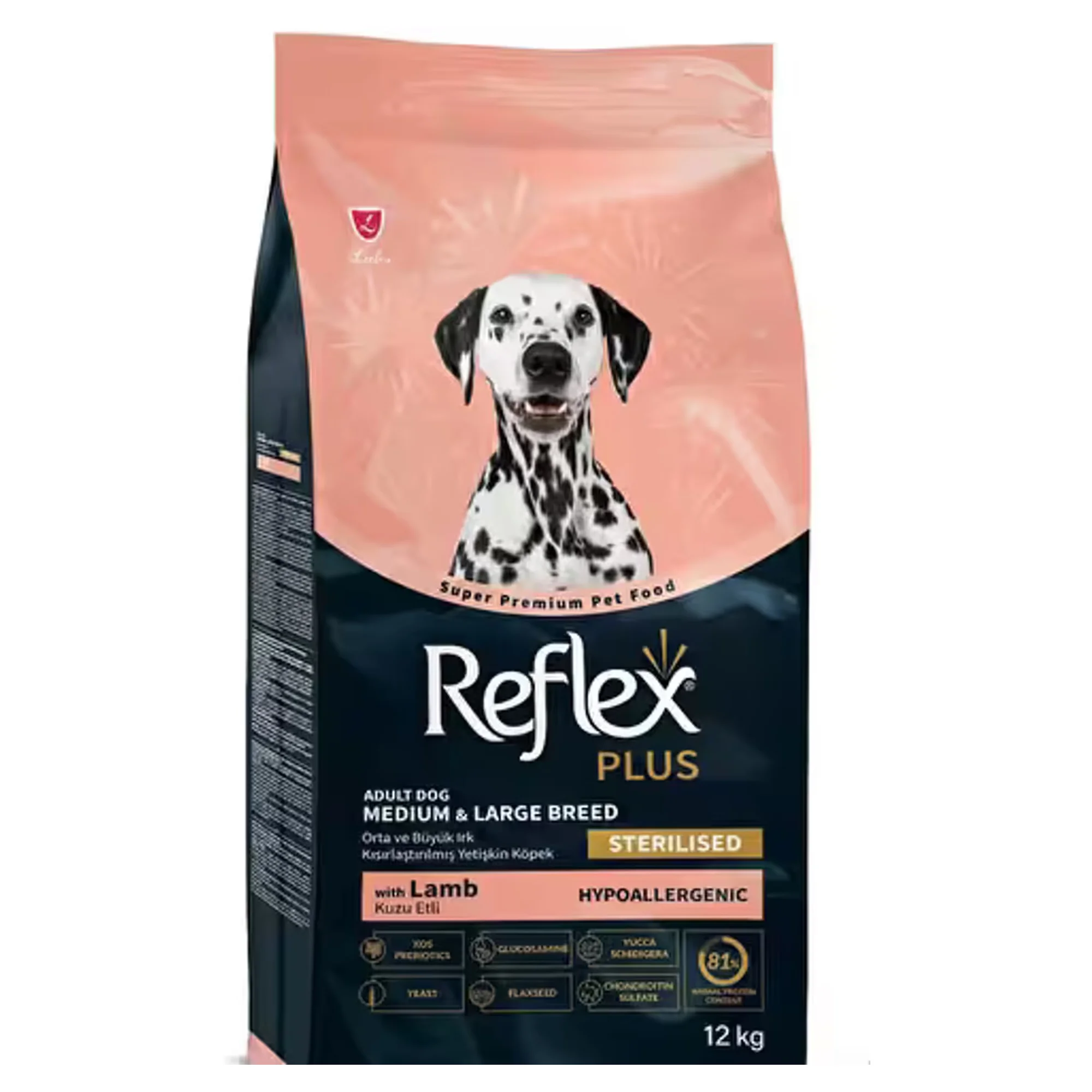 Reflex Plus Kuzu Etli Orta ve Büyük Irk Kısırlaştırılmış Yetişkin Köpek Maması 12 KG