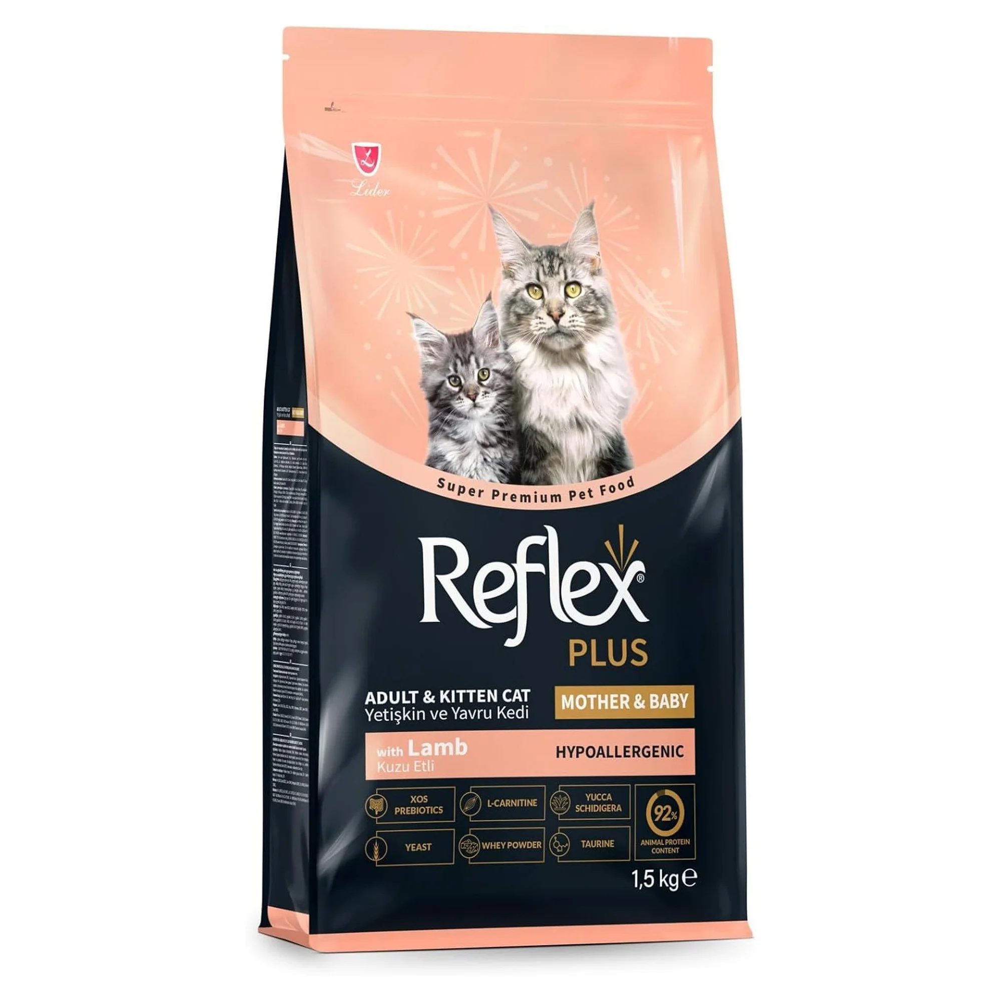 Reflex Plus Kuzu&Pirinç Anne&Bebek Kedi Kuru Maması 1.5 KG
