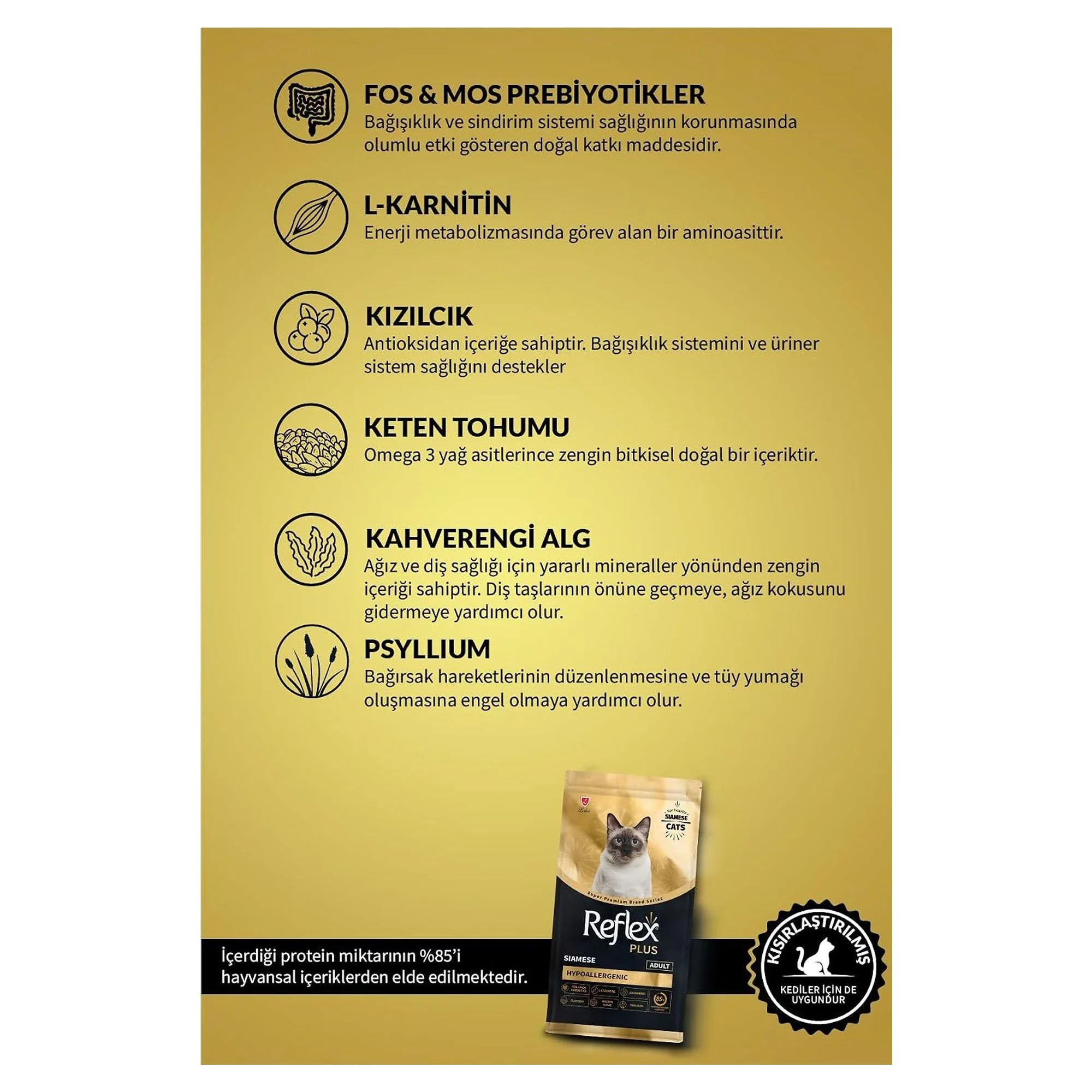 Reflex Plus Hipoalerjenik Siamese Yetişkin Kedi Maması 8 KG — Normal, 8.1 kg — Görsel 4