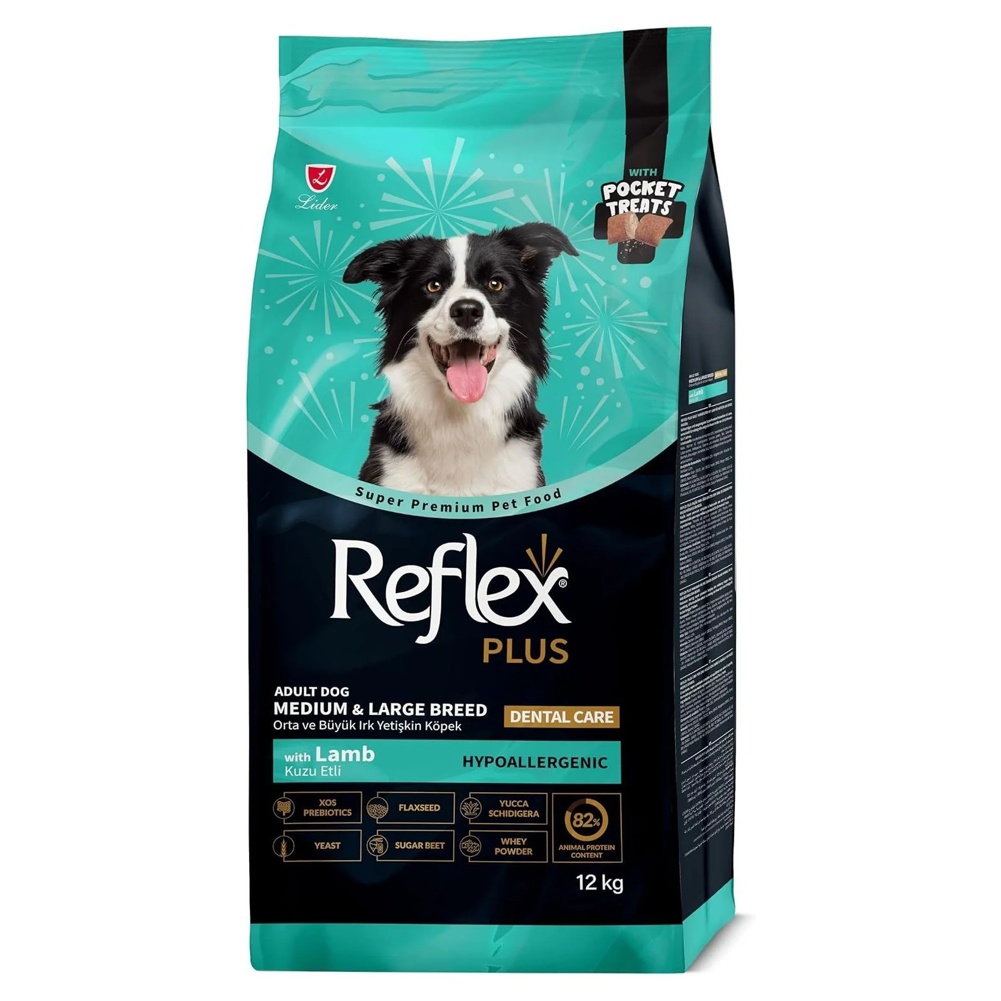 Reflex Plus Hipoalerjenik Dental Care Kuzu Etli Orta ve Büyük Irk Yetişkin Köpek Maması 12kg
