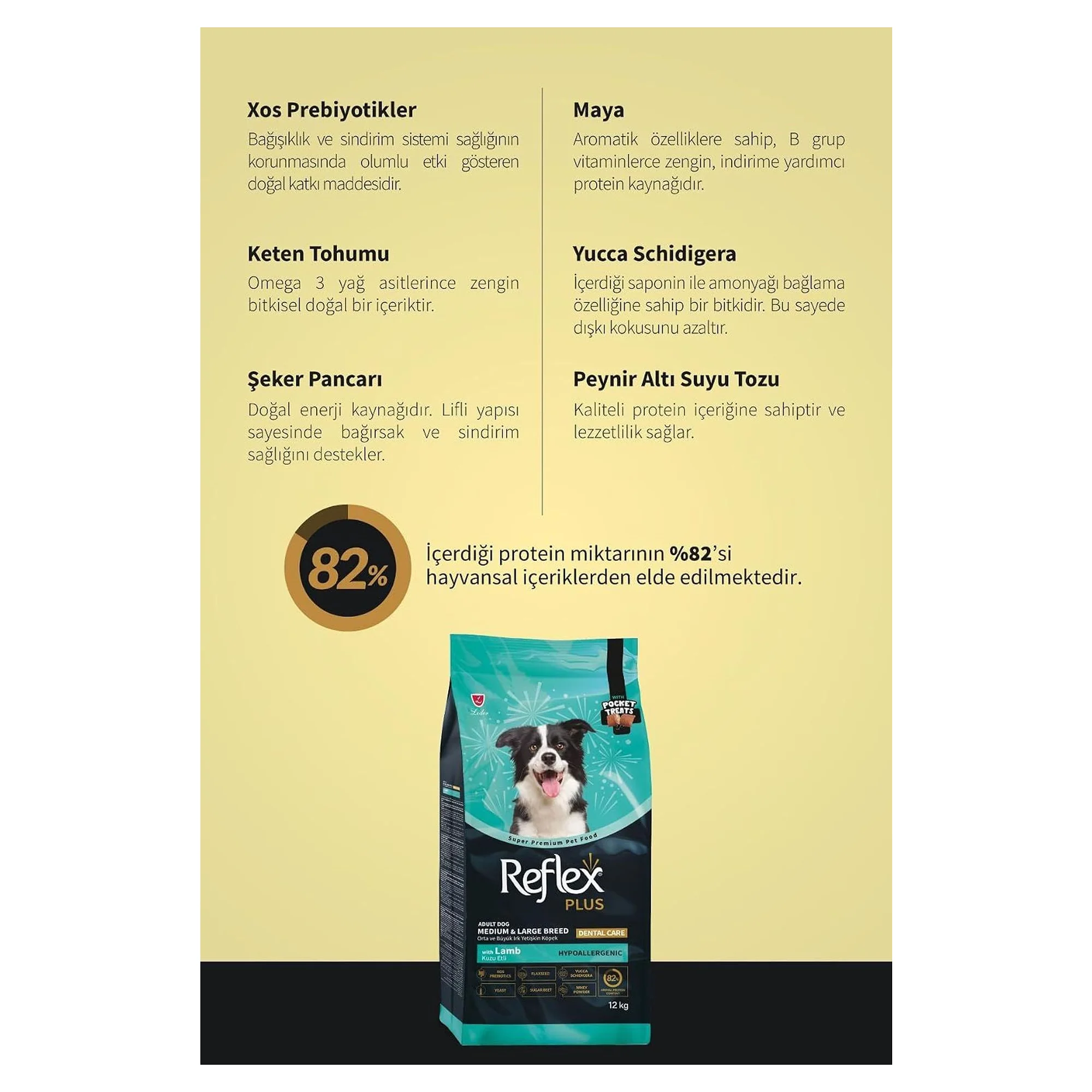 Reflex Plus Hipoalerjenik Dental Care Kuzu Etli Orta ve Büyük Irk Yetişkin Köpek Maması 12kg — Hassas Sindirim, 12.1 kg — Görsel 5
