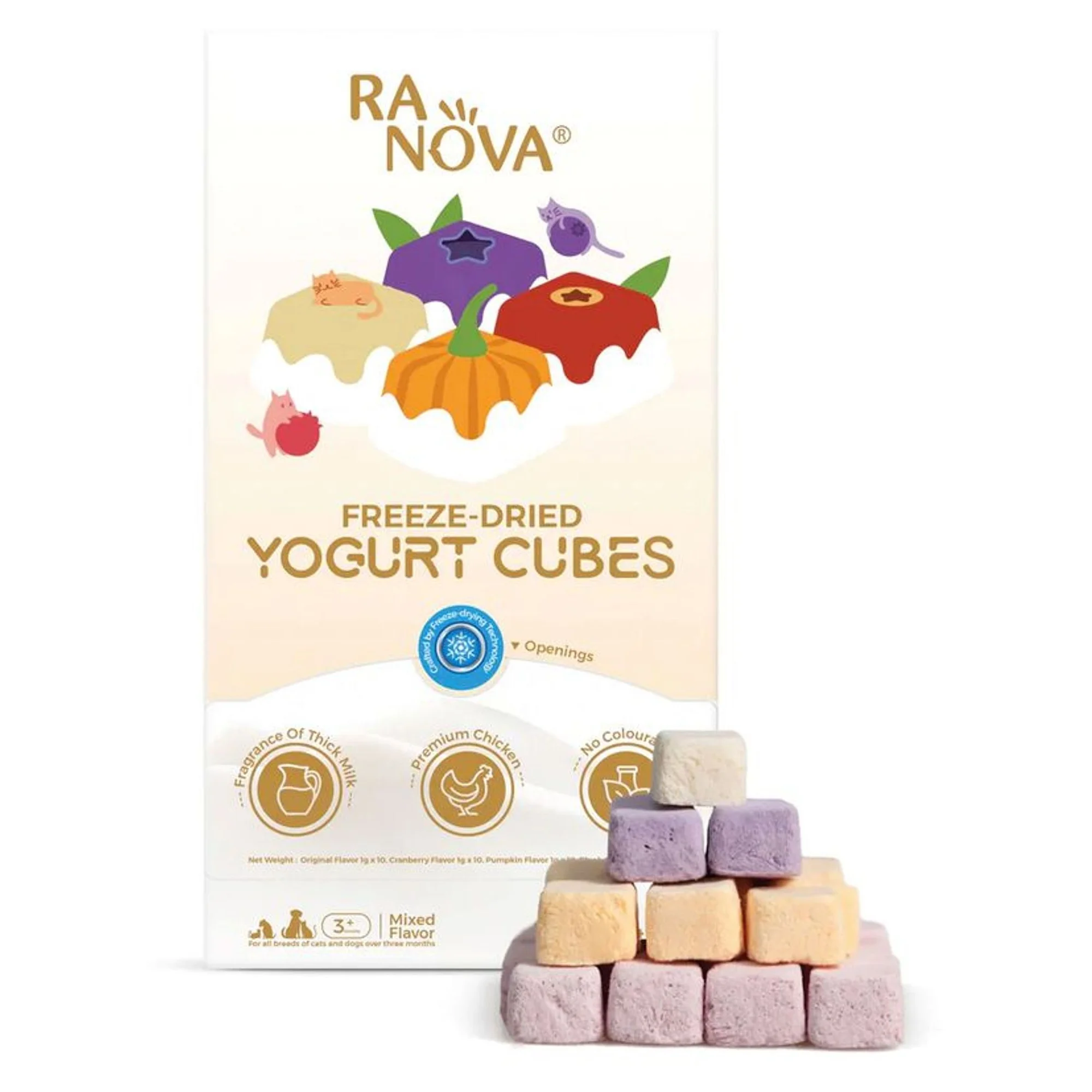 Ranova Kedi&Köpekler İçin Dondurularak Kurutulmuş Karışık Yoğurt Lezzeti 40x1G