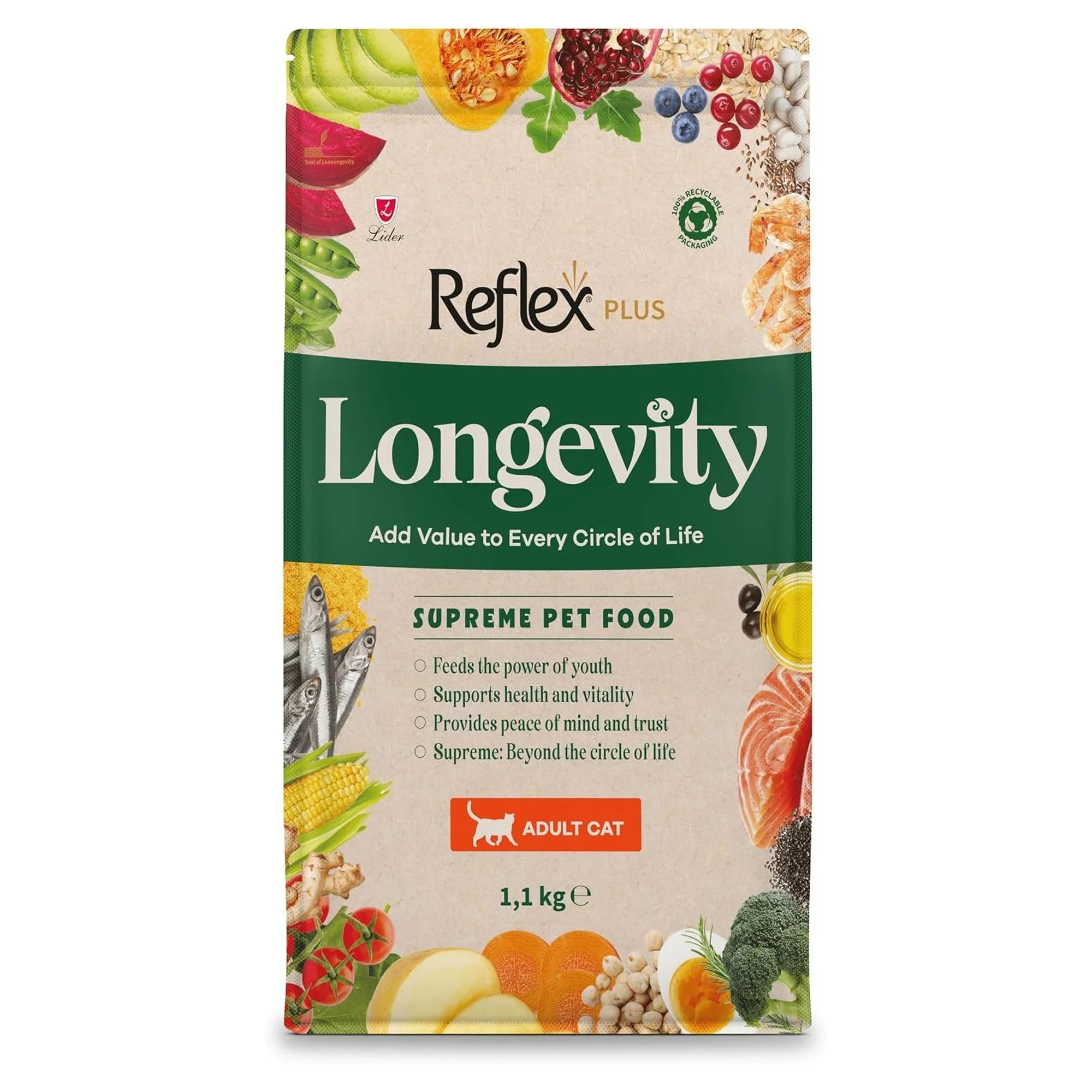Reflex Plus Longevity Hipoalerjenik Yetişkin Kedi Maması 1.1 KG