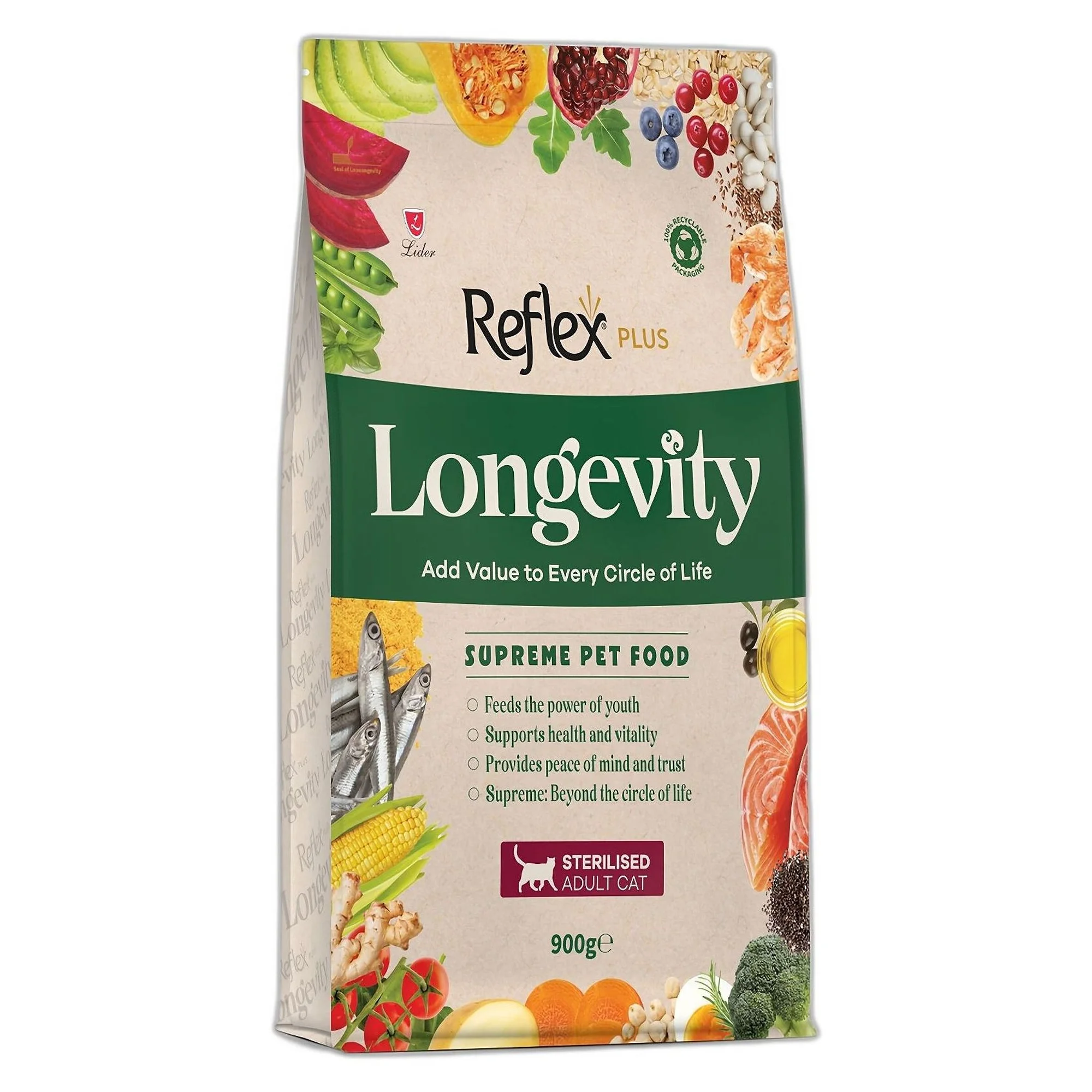 Reflex Plus Longevity Hipoalerjenik Kısırlaştırılmış Yetişkin Kedi Maması 900 G