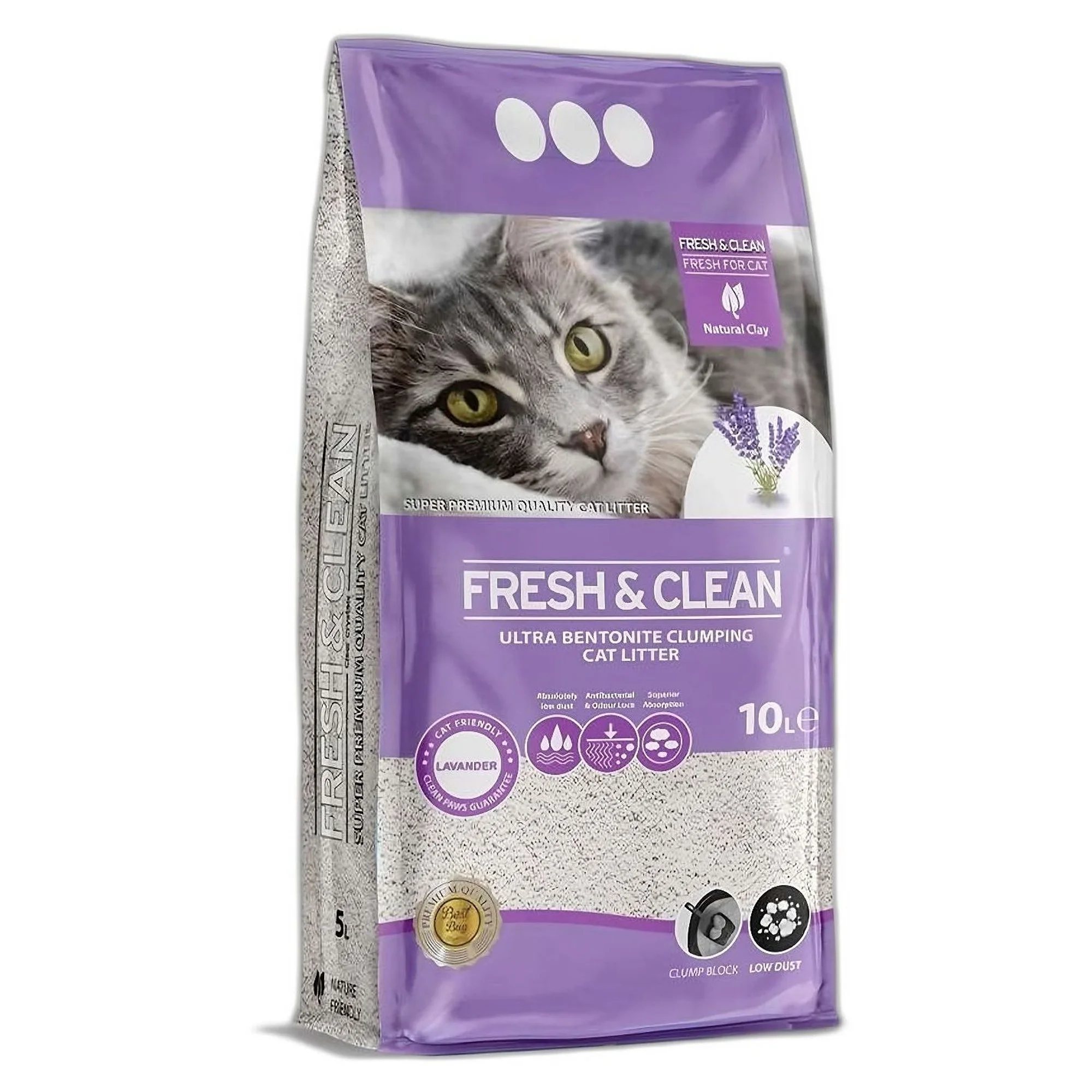 Fresh & Clean Fresh&Clean Lavanta Kokulu Bentonit Kedi Kumu 10L