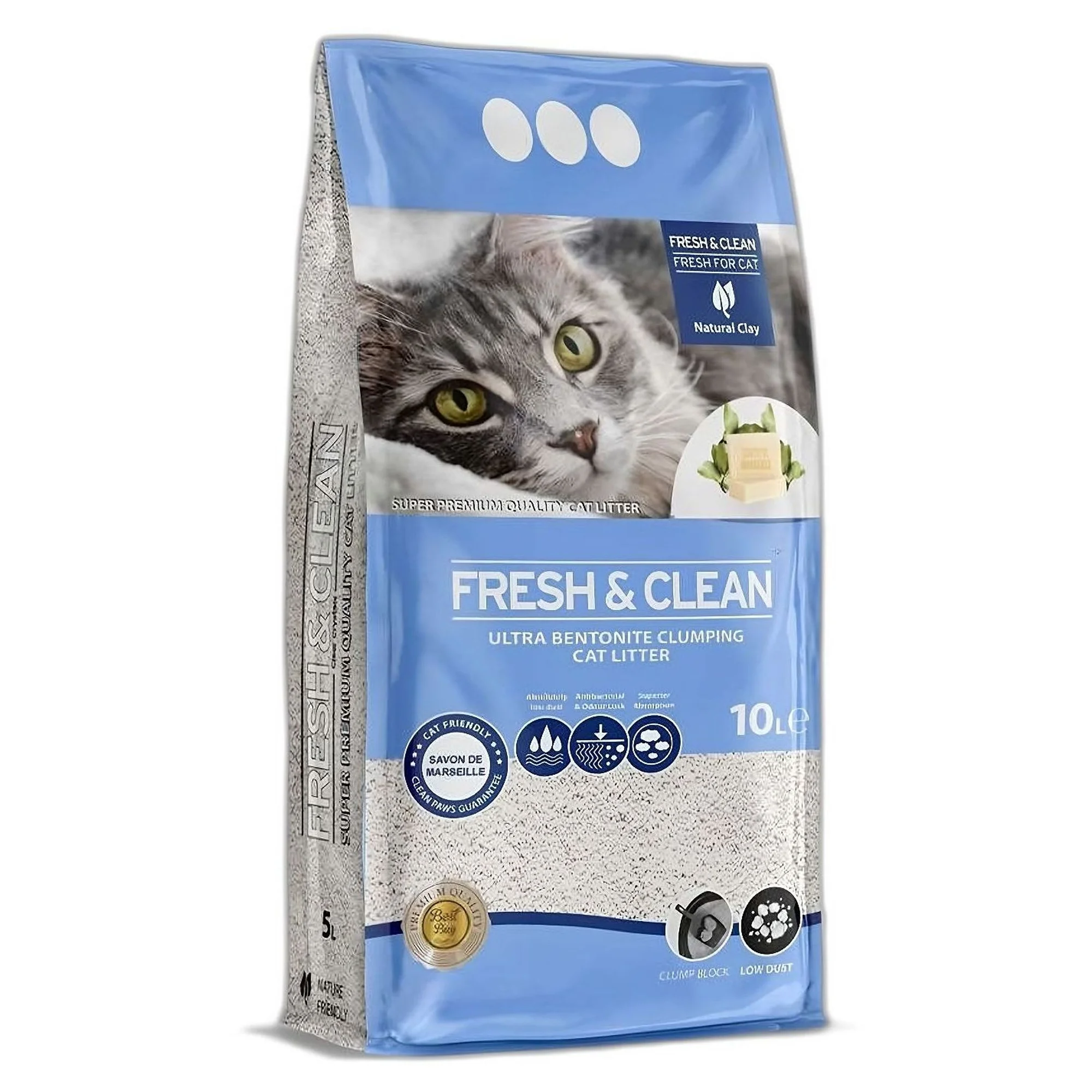 Fresh & Clean Fresh&Clean Marsilya Sabunu Kokulu Bentonit Kedi Kumu 10L