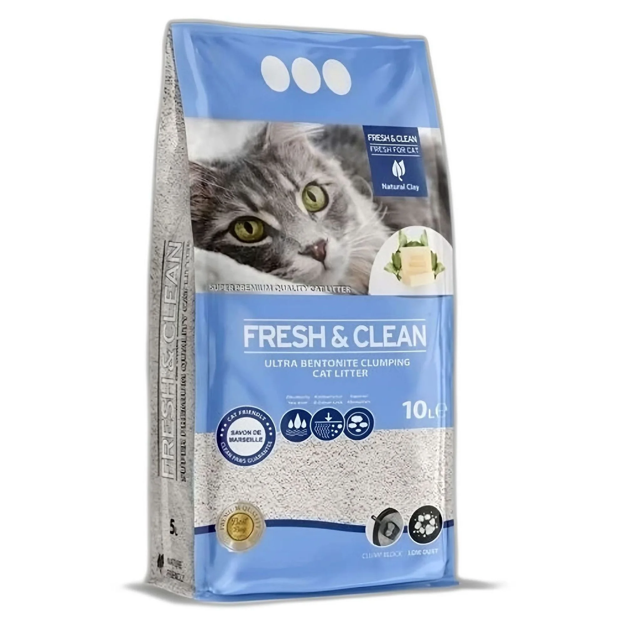 Fresh & Clean Fresh&Clean Marsilya Sabunu Kokulu Bentonit Kedi Kumu 5L