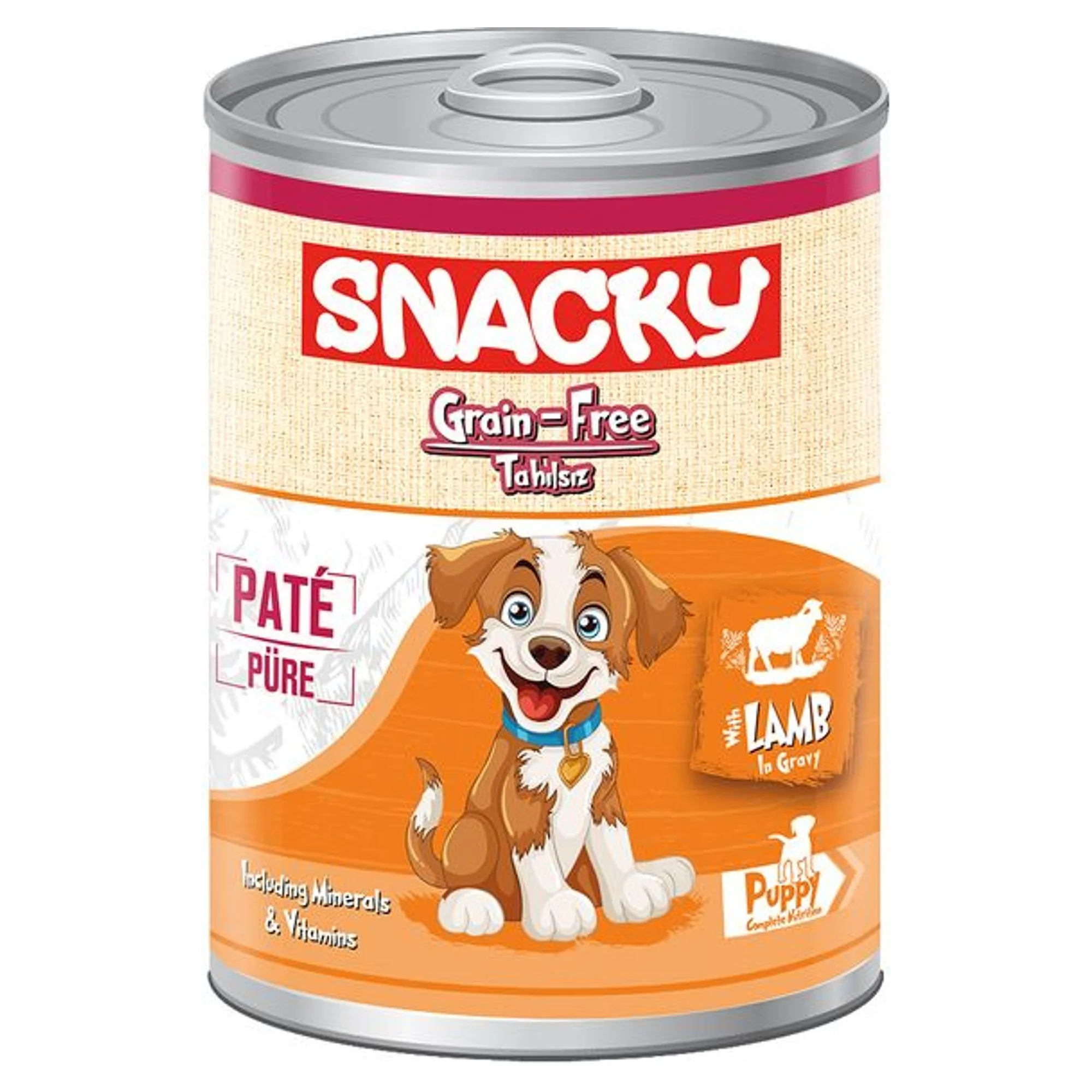 Snacky Snacky Pate Tahılsız Kuzulu Kuzulu Yavru Köpek Konservesi 400G