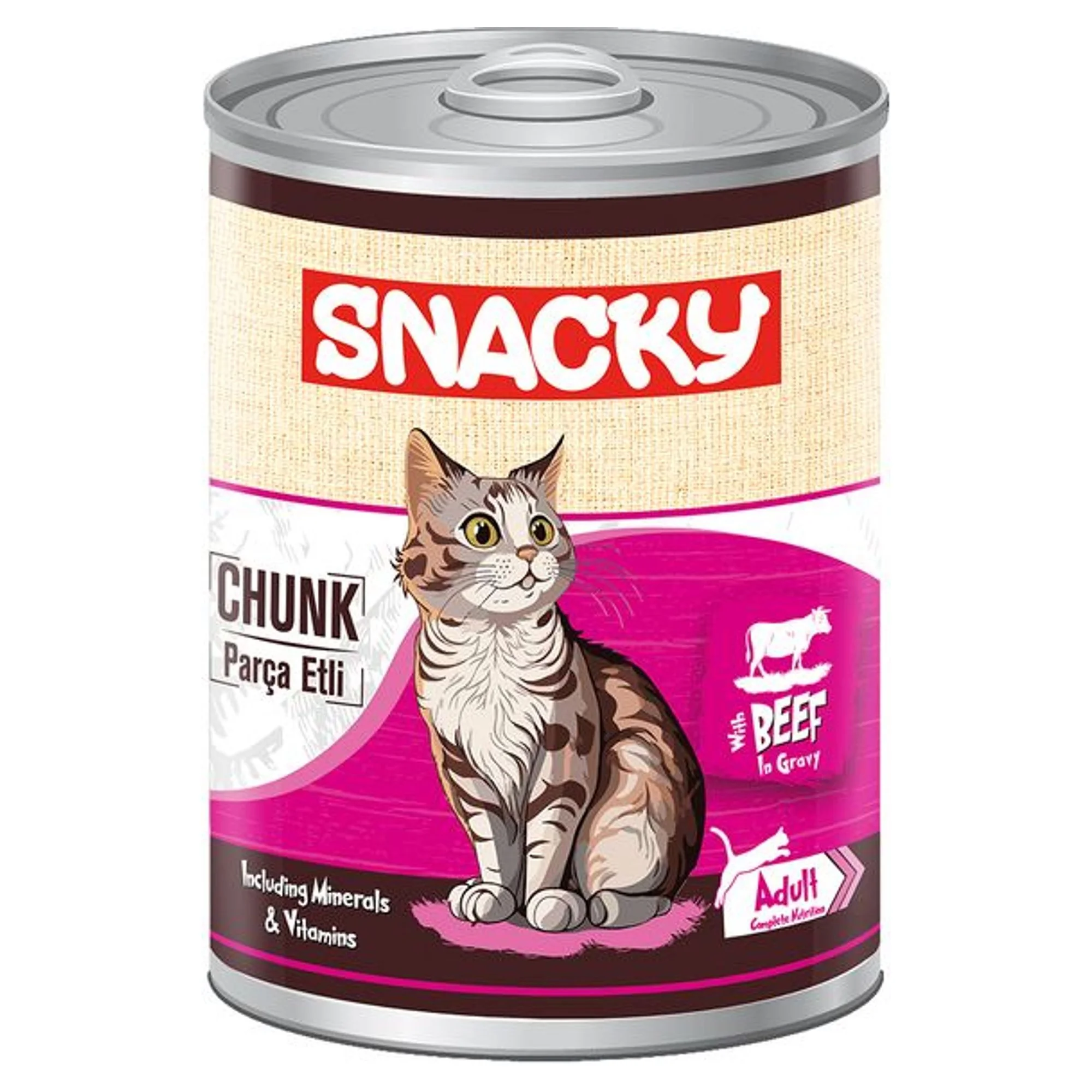 Snacky Snacky Chunk Sığır Etli Yetişkin Kedi Konservesi 400 G