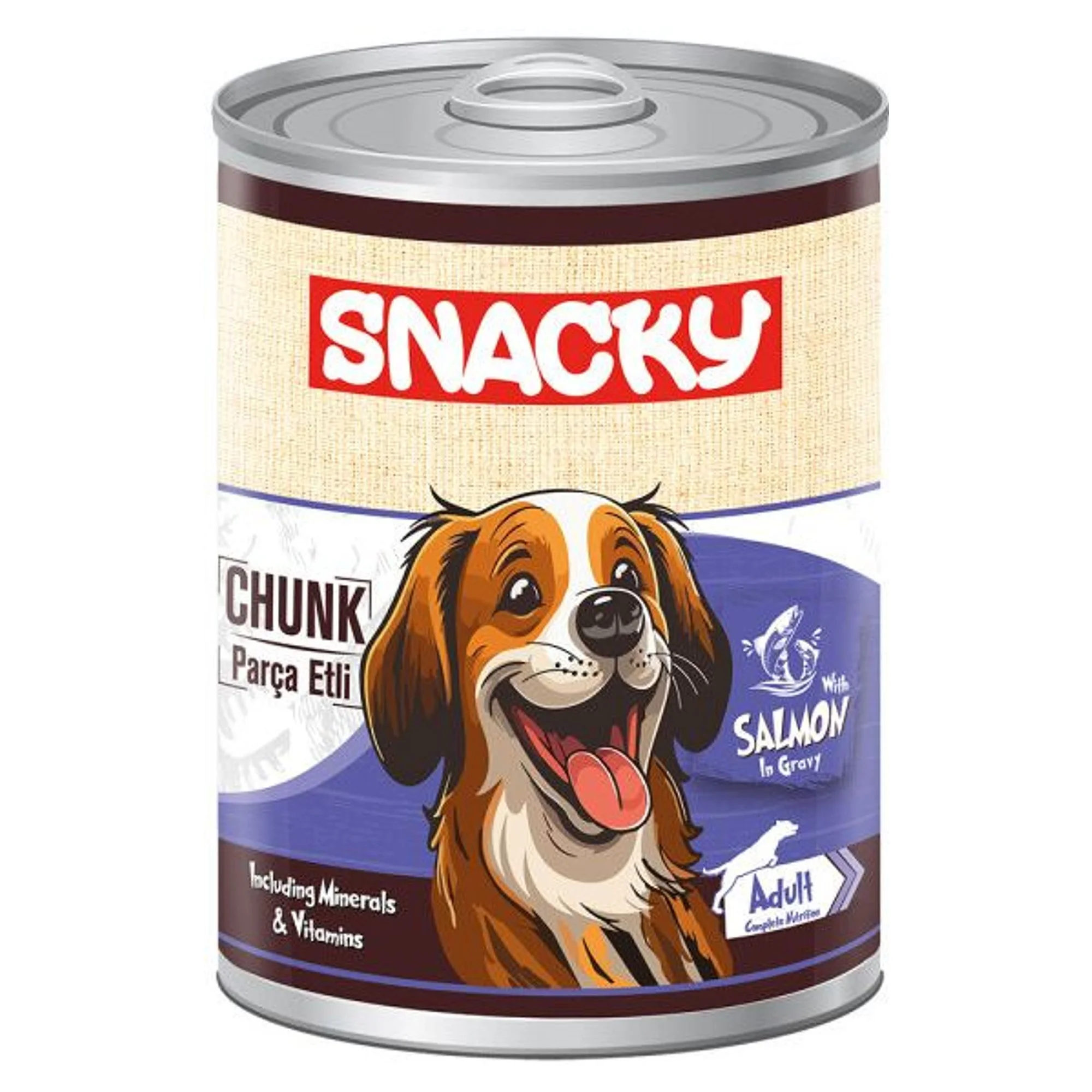 Snacky Snacky Chunk Az Tahıllı Somonlu Yetişkin Köpek Konservesi 400 G