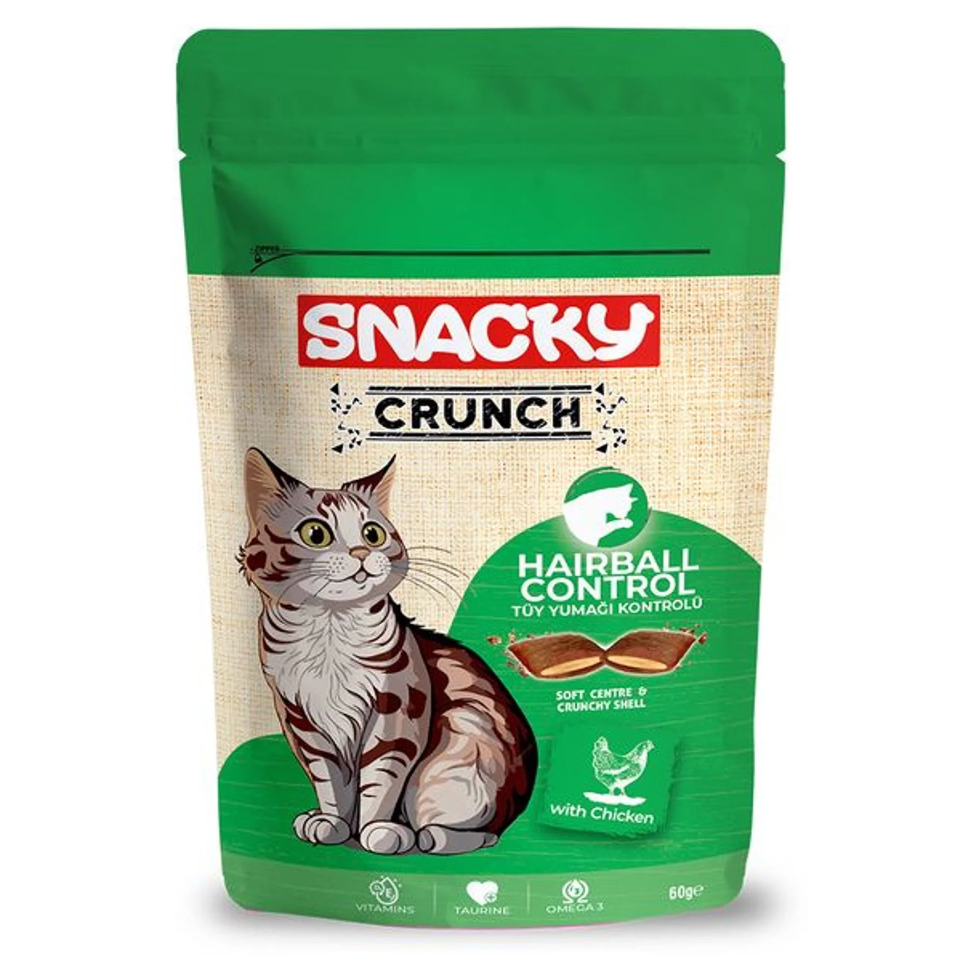 Snacky Snacky Crunch Tüy Yumağı Kontrolü Sağlayan Kedi Ödülü