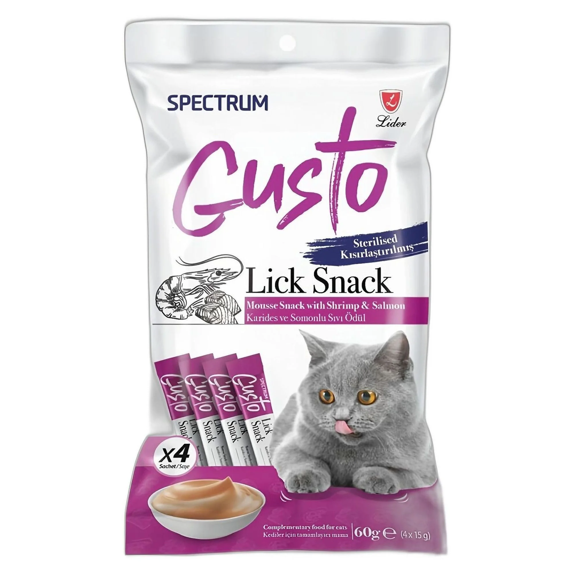 Spectrum Karidesli ve Somonlu Kısırlaştırılmış Yetişkin Kedi Sıvı Ödül 60 G