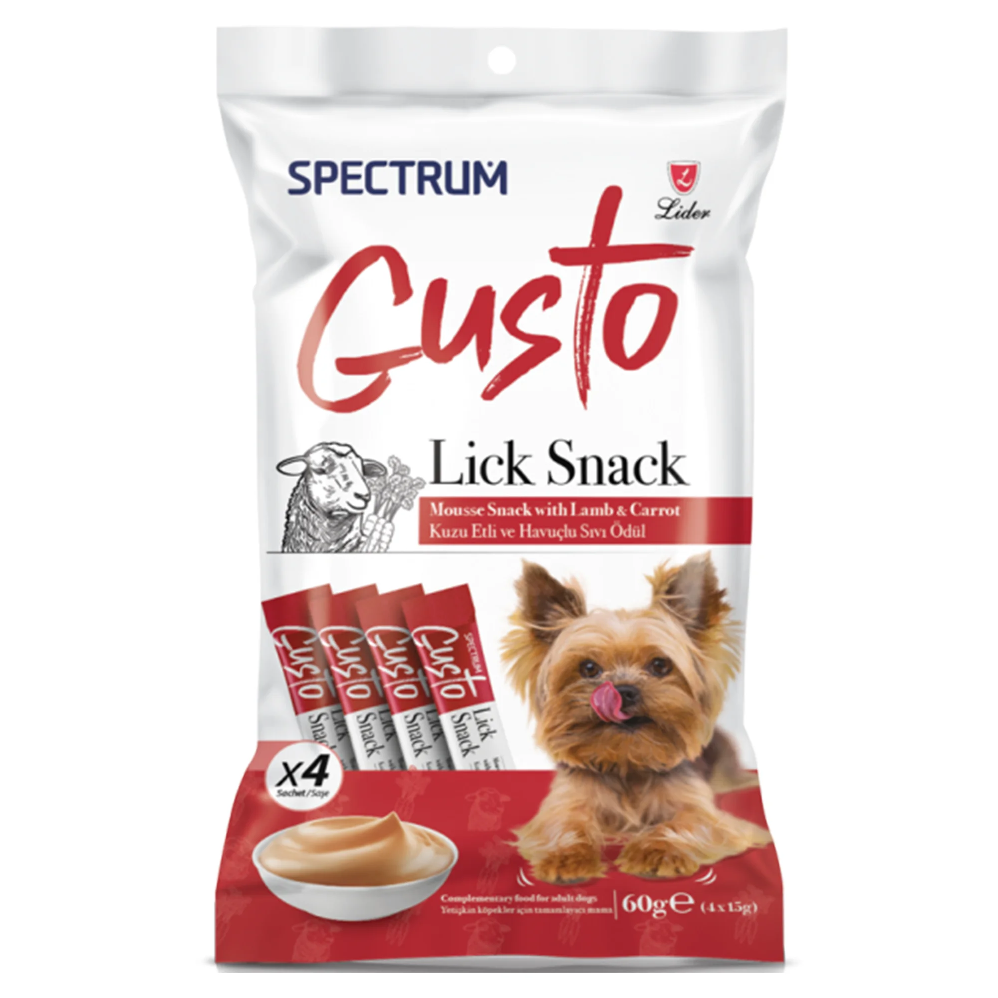Spectrum Gusto Kuzu Etli ve Havuçlu Sıvı Yetişkin Köpek Ödül Maması 4x15 G