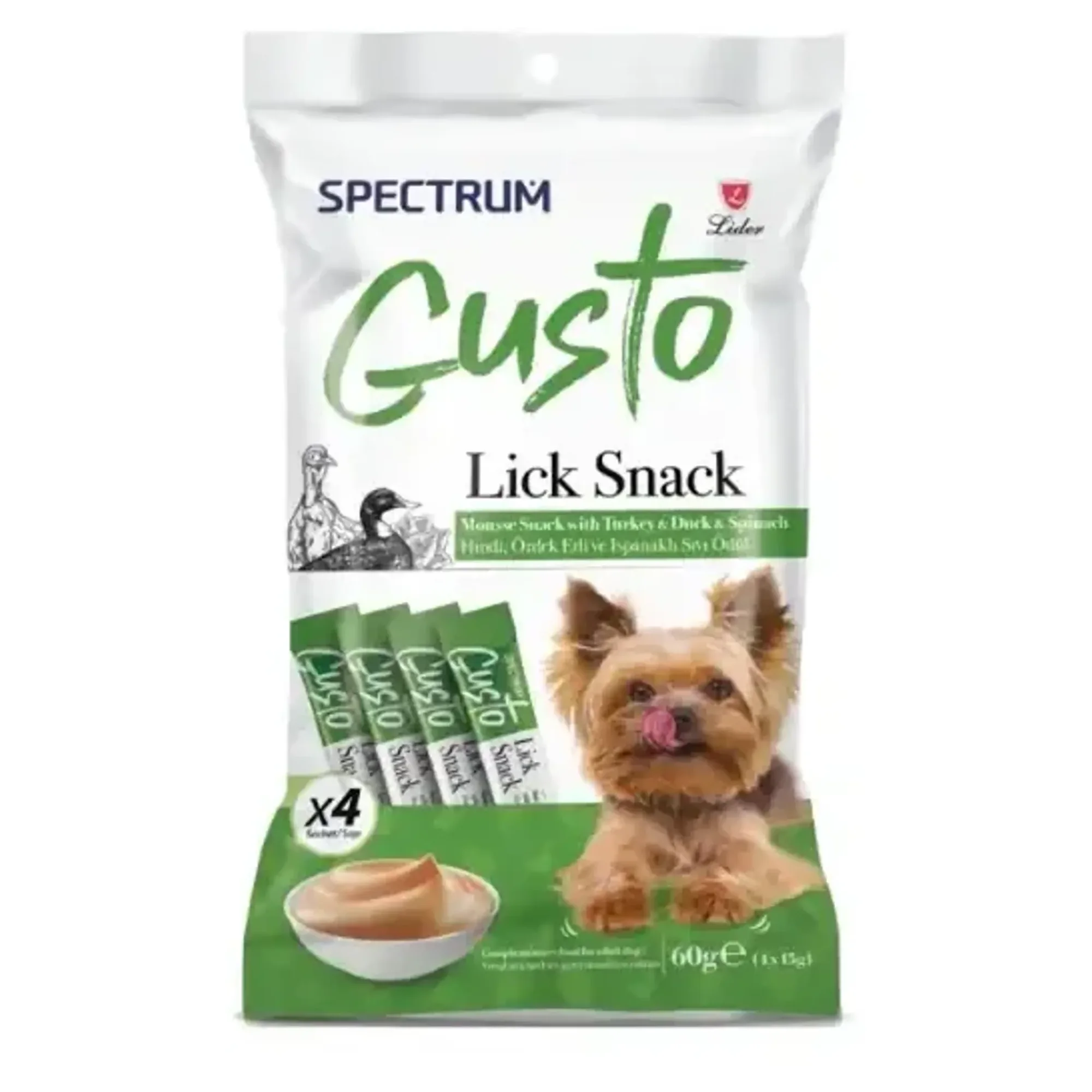 Spectrum Gusto Hindi Ördek Etli ve Ispanaklı Sıvı Yetişkin Köpek Ödülü 4x15 G