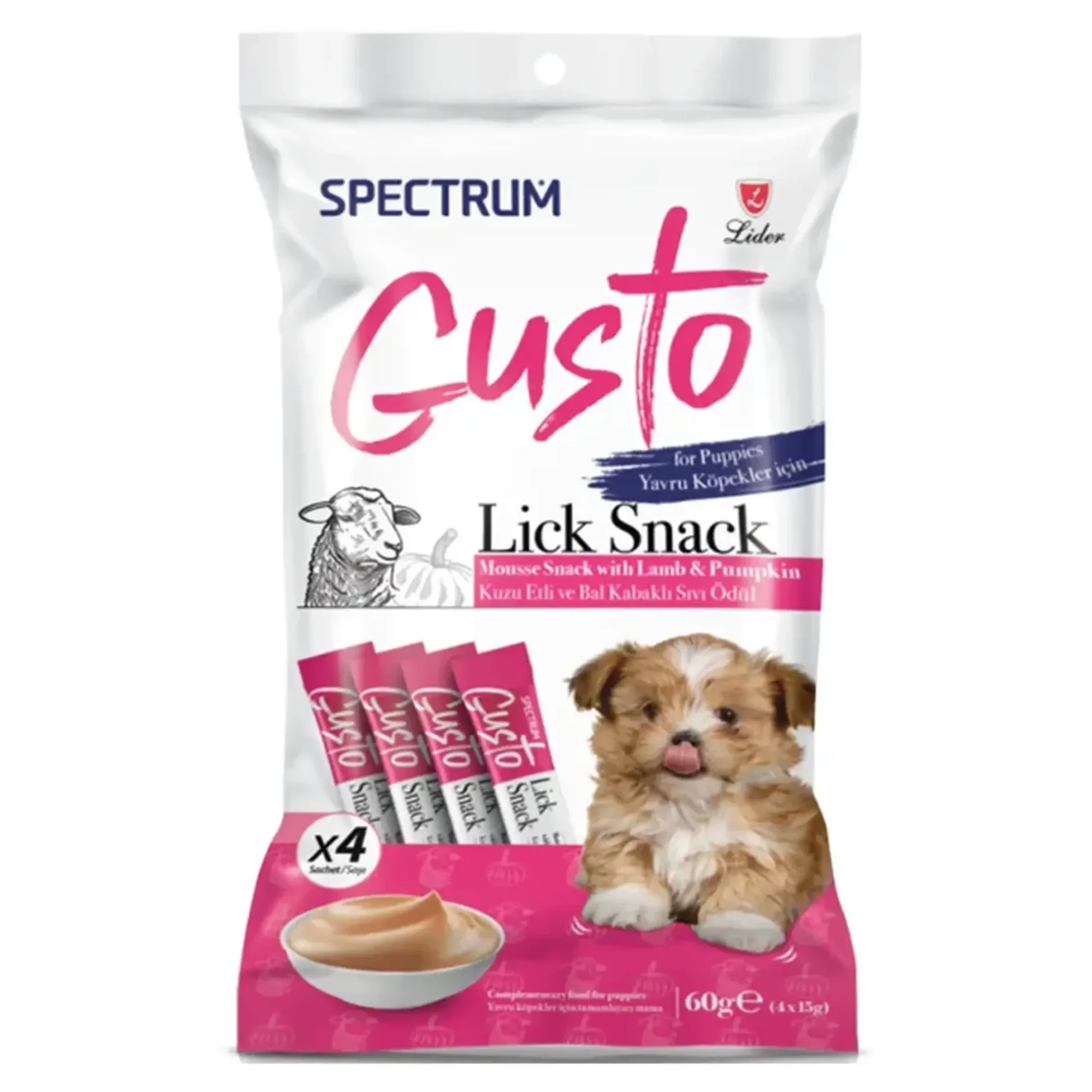 Spectrum Gusto Kuzu Etli ve Bal Kabaklı Sıvı Yavru Köpek Ödül Maması 4x15 G