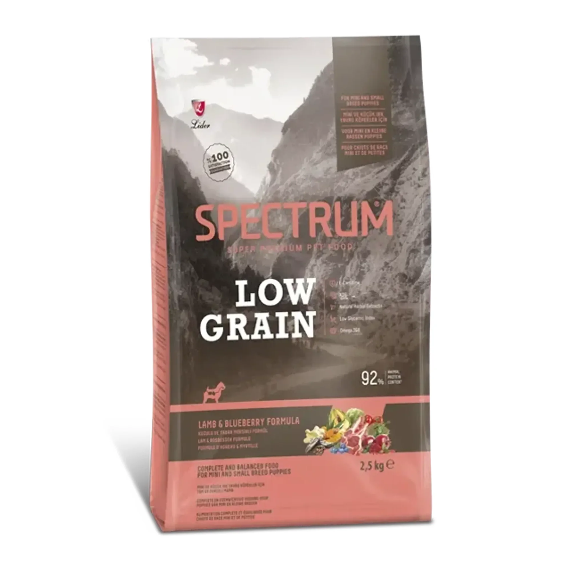 Spectrum Spectrum Low Grain Kuzu Etli ve Yaban Mersini Küçük Irk Yavru Köpek Maması 2.5 KG