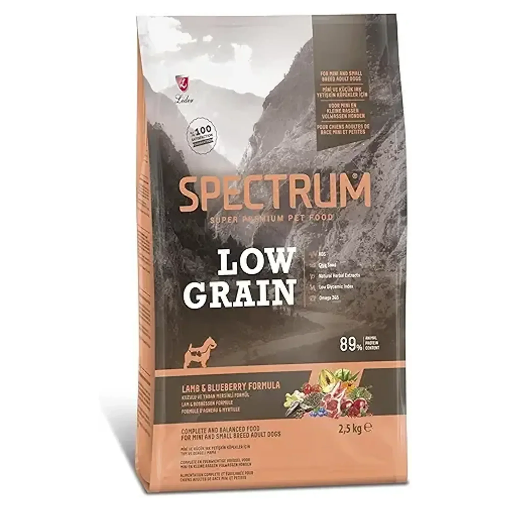 Spectrum Spectrum Low Grain Kuzu Etli ve Yaban Mersini Küçük Irk Yetişkin Köpek Maması 2.5 KG