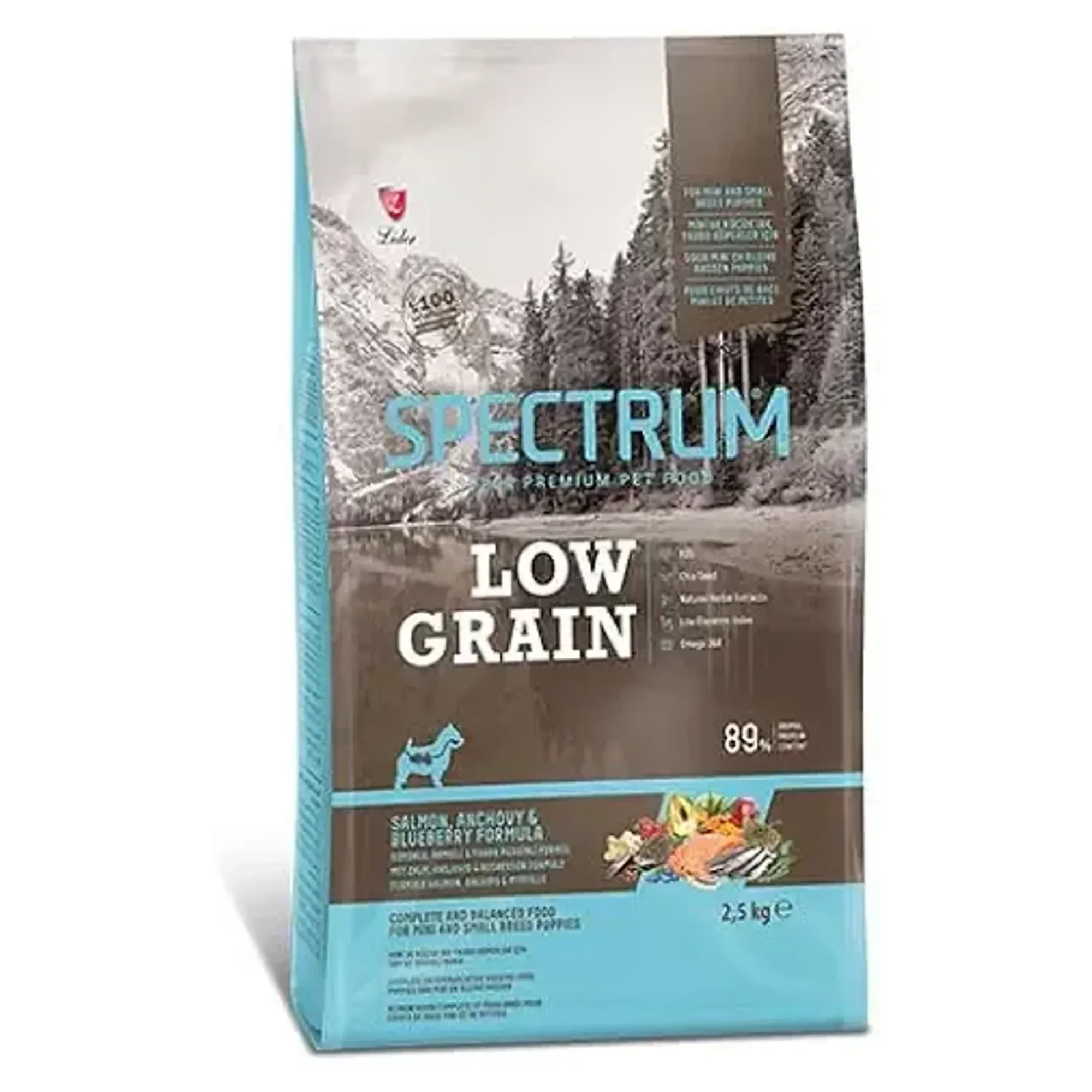 Spectrum Spectrum Low Grain Somonlu Hamsili ve Yaban Mersinli Küçük Irk Yetişkin Köpek Kuru Maması 2.5 KG
