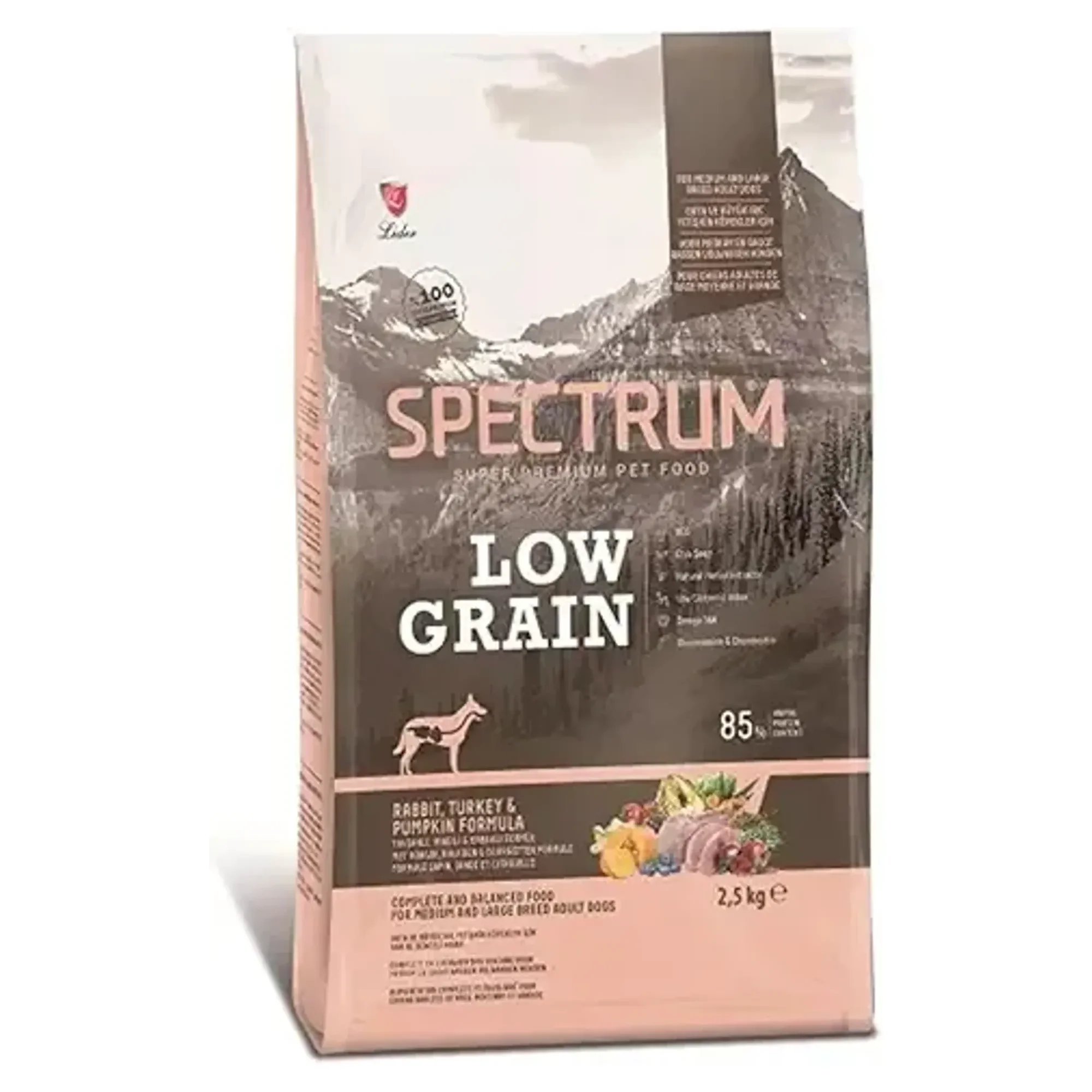 Spectrum Spectrum Low Grain Tavşanlı Hindili ve Kabaklı Orta ve Büyük Irk Yetişkin Köpek Mamalası 2.5 KG