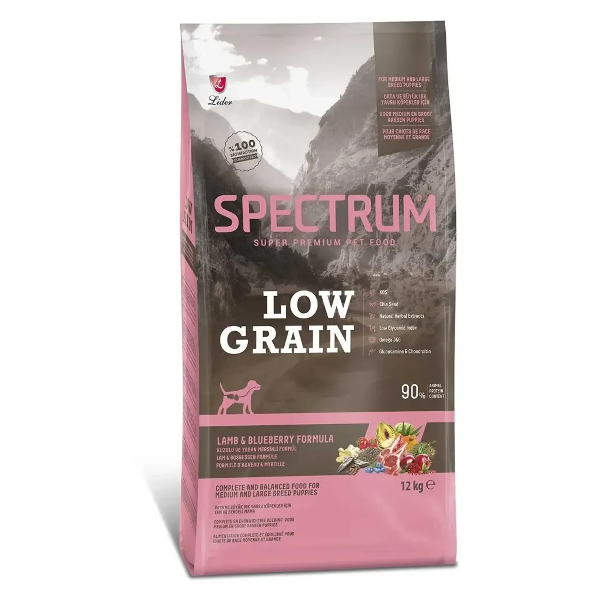 Spectrum Spectrum Low Grain Kuzulu ve Yaban Mersinli Orta ve Büyük Irk Yavru Köpek Maması 12 KG