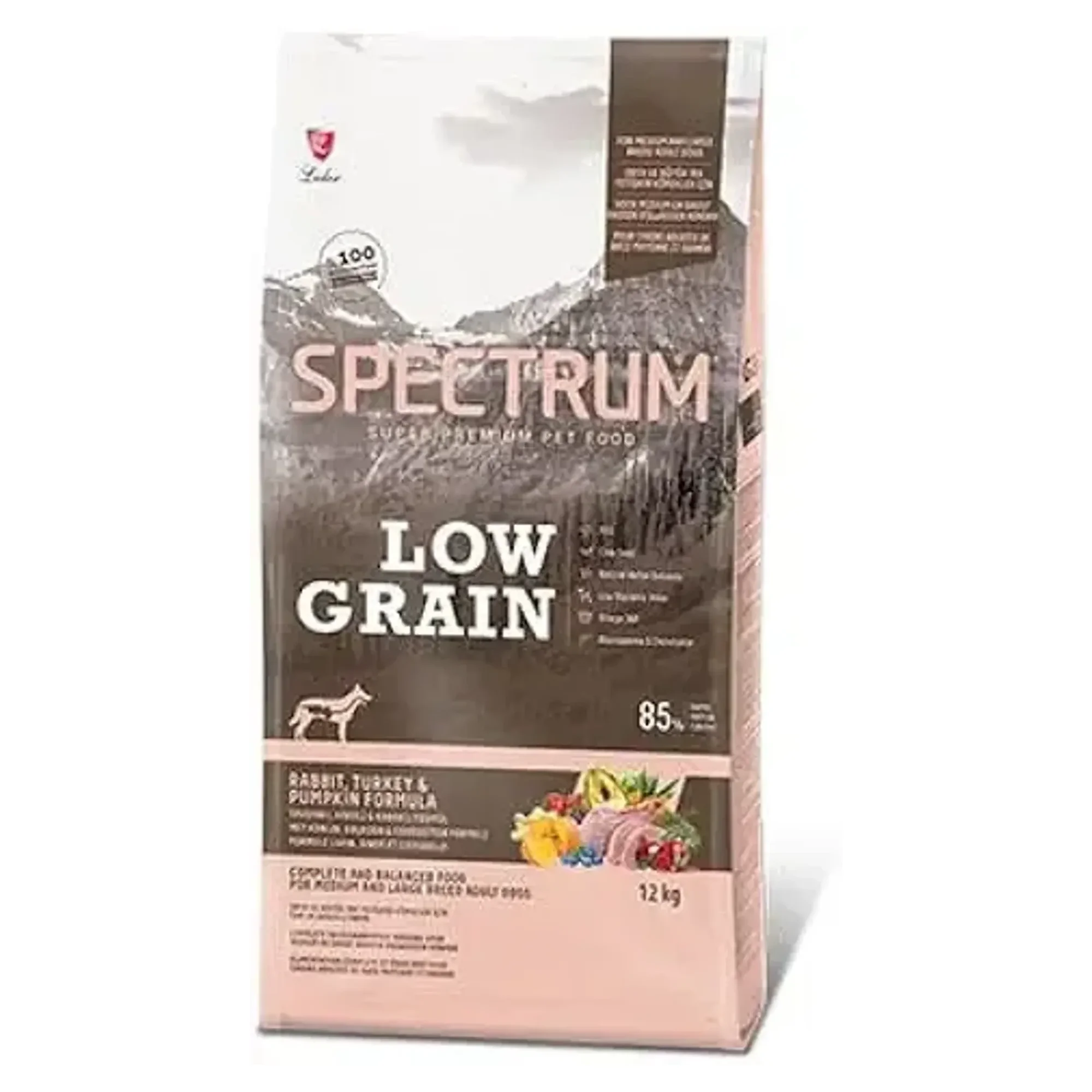 Spectrum Spectrum Low Grain Tavşanlı Hindili ve Bal Kabaklı Orta ve Büyük Irk Yetişkin Köpek Maması 12 KG